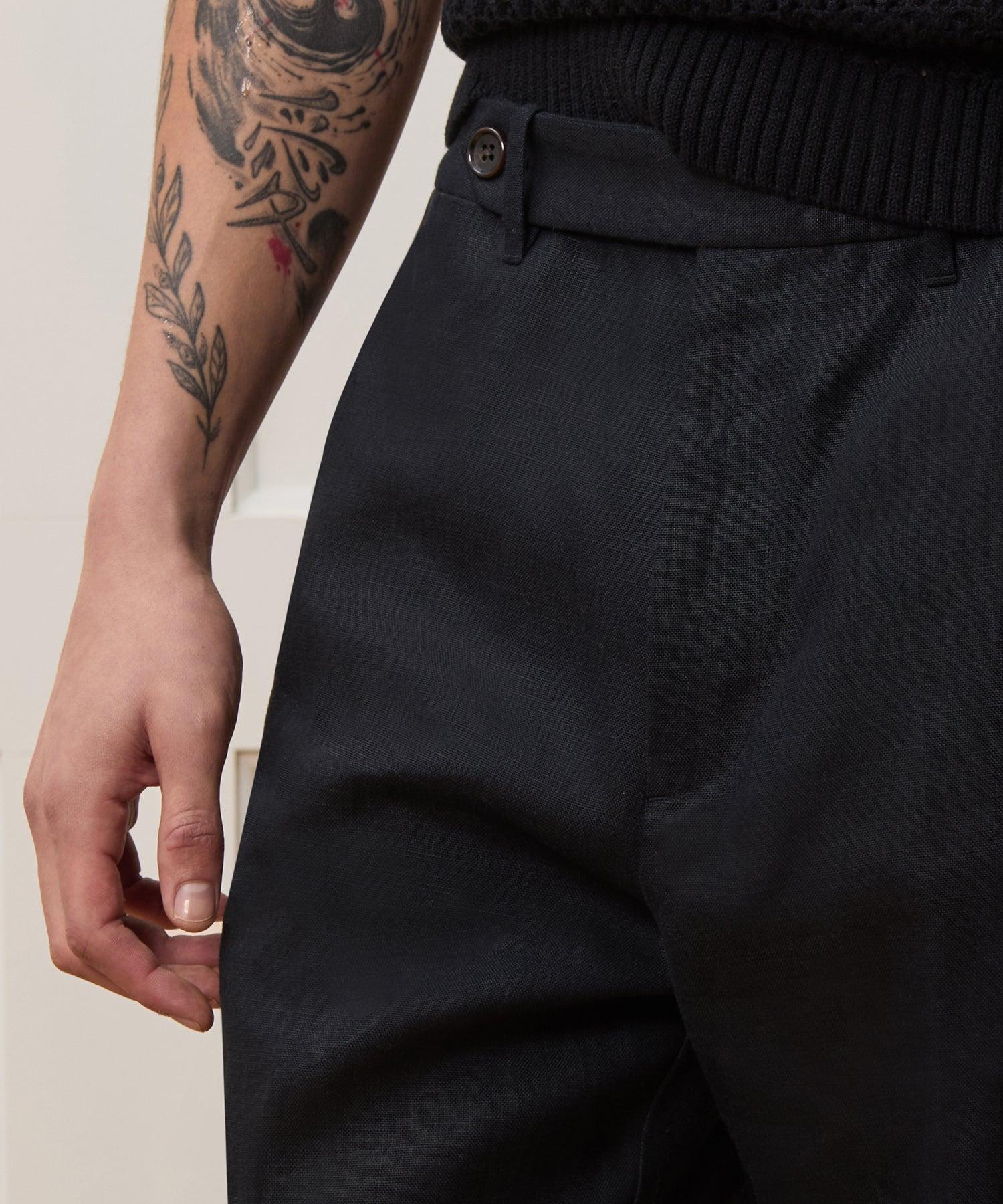 Straight Fit Linen Tab Trouser Product Image