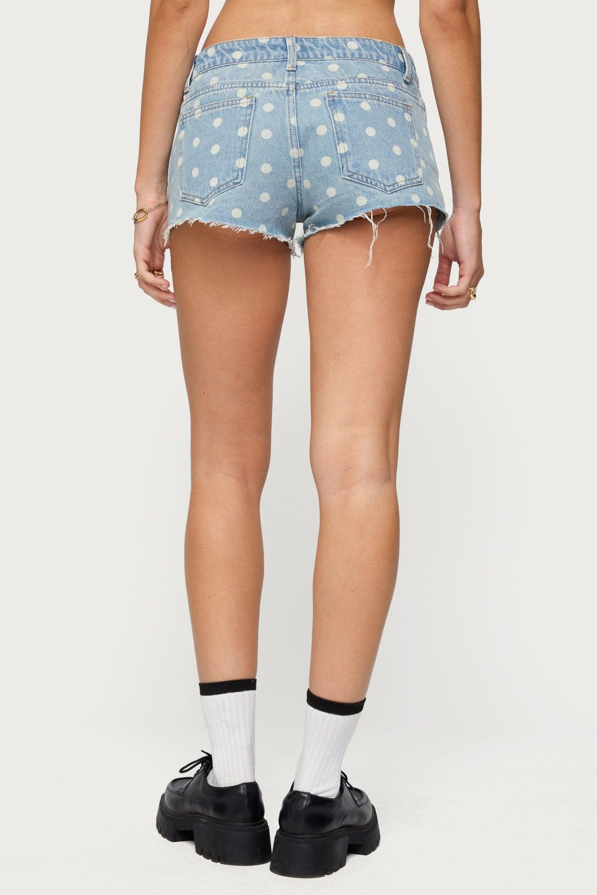 Josie Polka Dot Denim Shorts Product Image