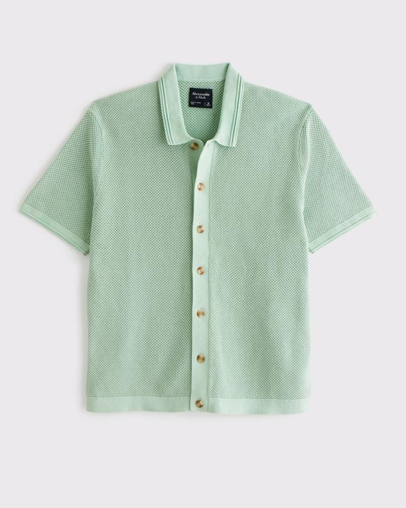 Garment Dye Button-Through Sweater Polo Product Image
