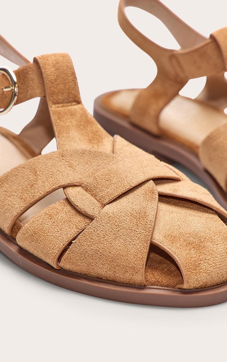 Camel Faux Suede Cage Sandals Product Image