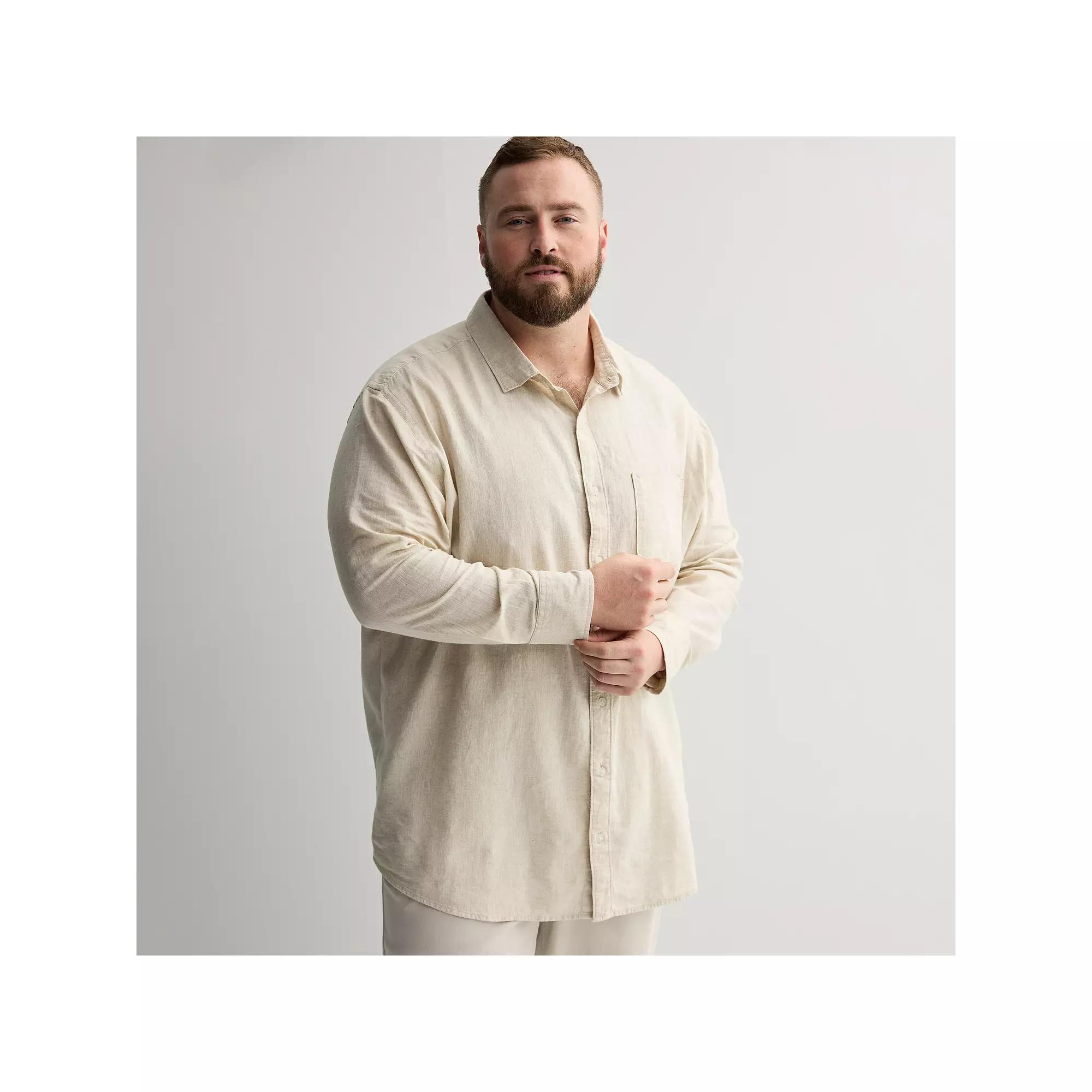 Big & Tall Sonoma Goods For Life® Perfect Length Long Sleeve Linen Shirt, Men's,  Product Image