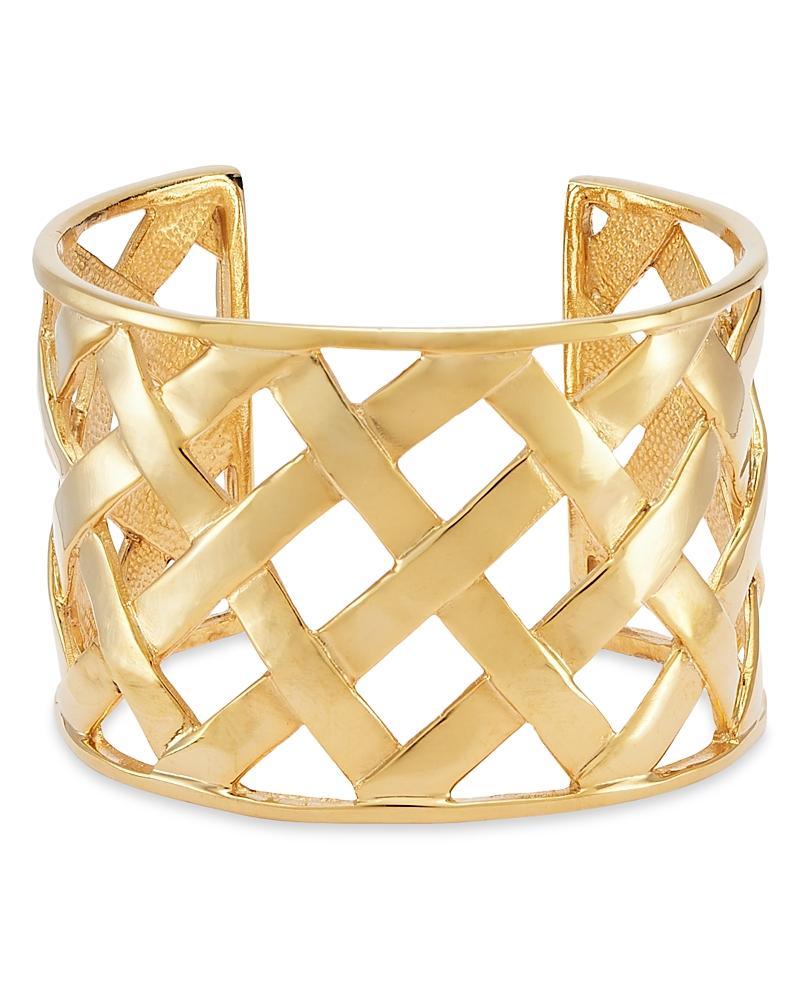 Womens 22K Polished Goldplated Basketweave Cuff Bracelet Product Image