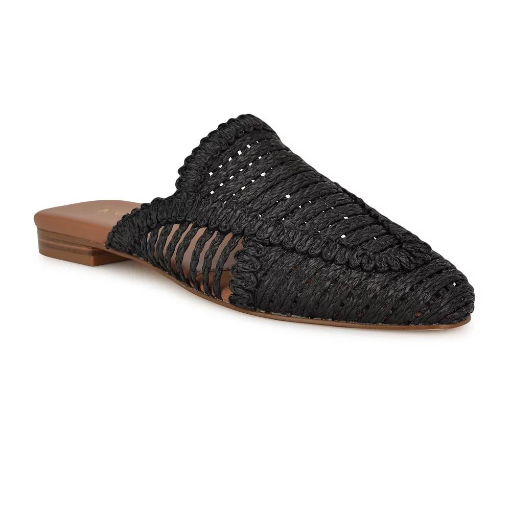 Nine West Campton Almond Toe Casual Slip-On Flat Mules, Women's, Size: 8, Black Product Image