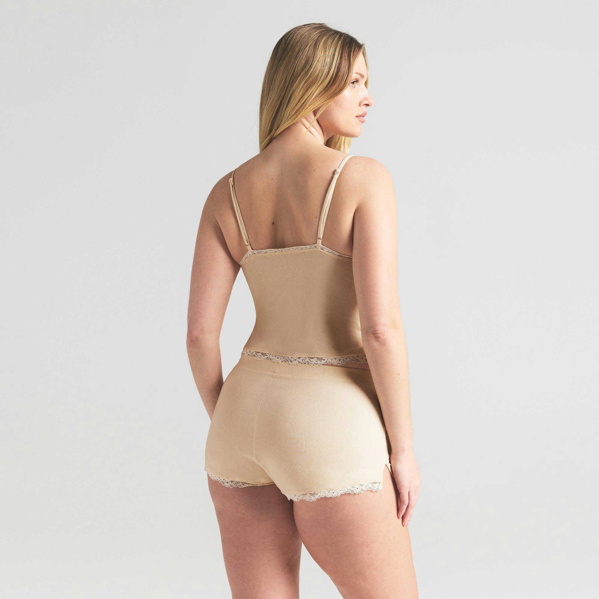 COTTON JERSEY LACE THONG | BUTTER Product Image