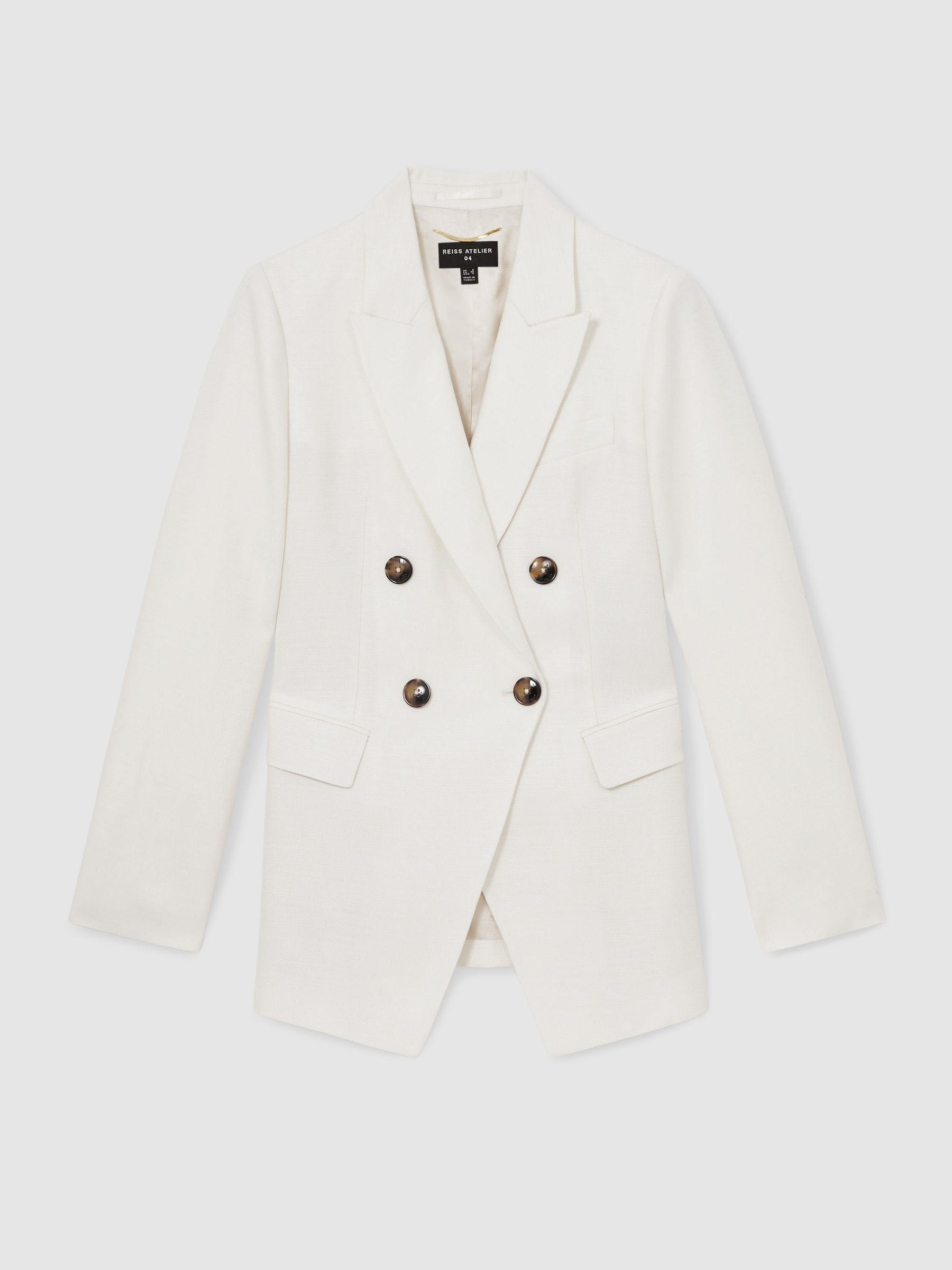 Atelier Double-Breasted Suit Blazer in White Product Image
