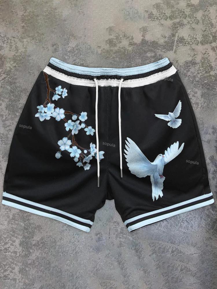 Sopula Vintage Dove Print Casual Art Shorts Product Image