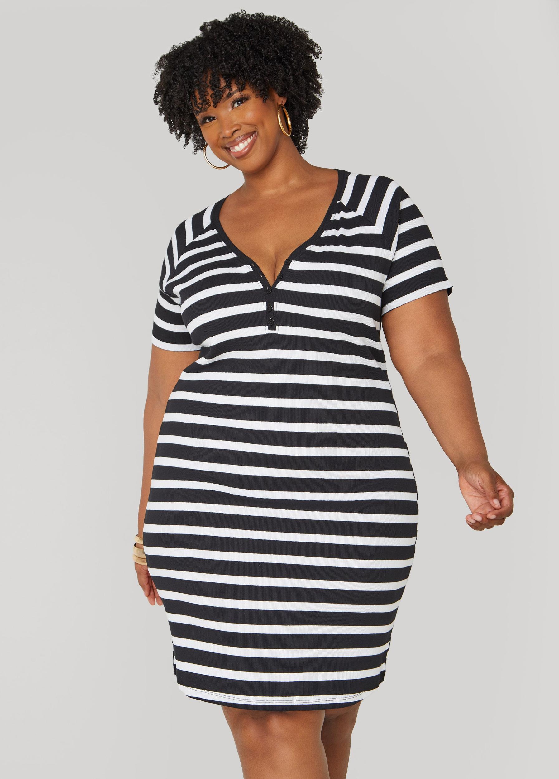 Striped Ribbed T Shirt Dress Product Image