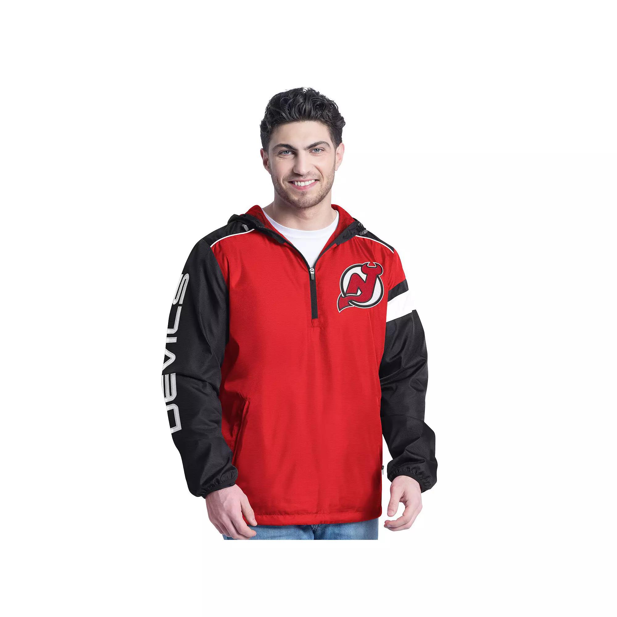 Men's G-III Sports by Carl Banks Red/Black Carolina Hurricanes Lateral Half-Zip Hoodie Jacket, Size: Medium Product Image