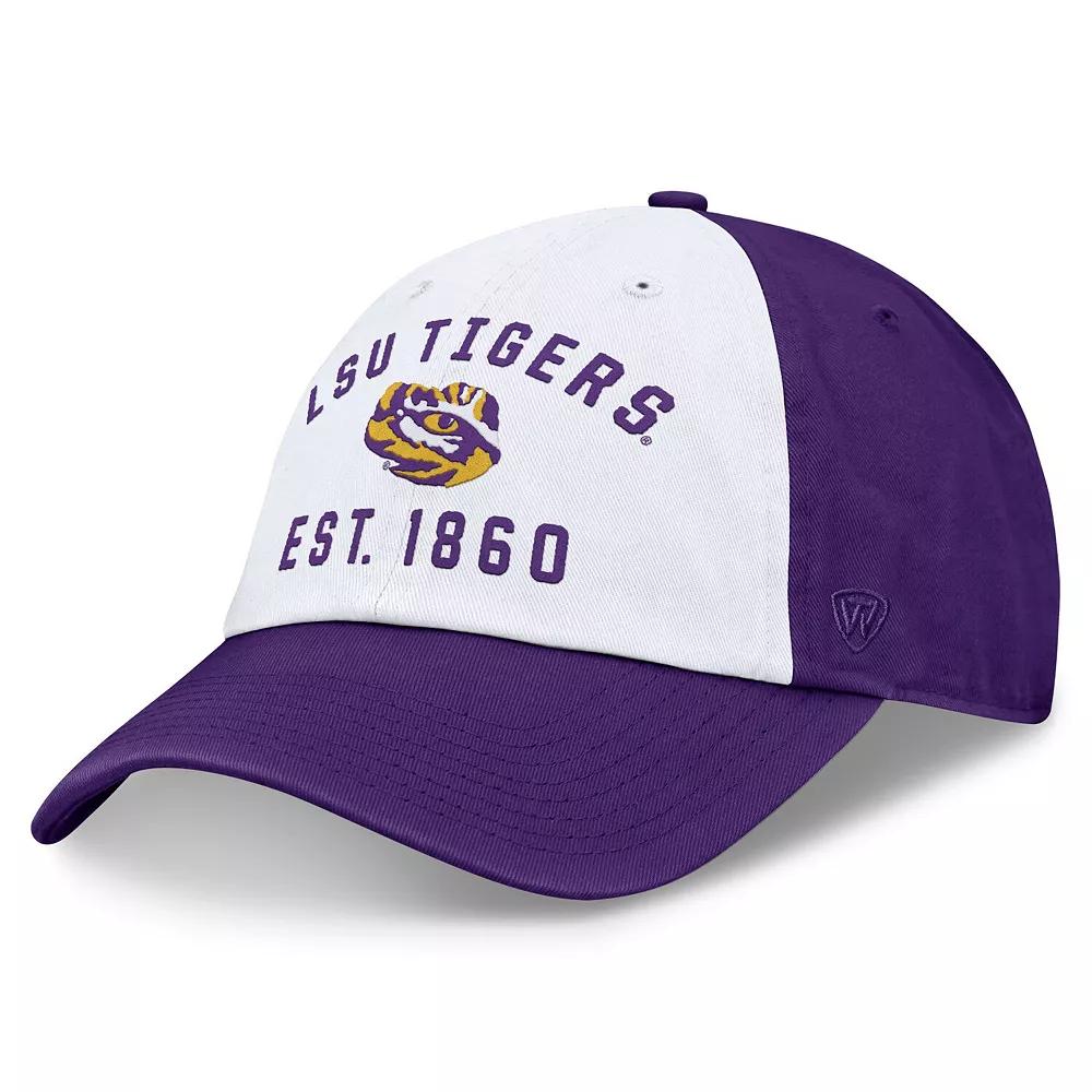 Men's Top of the World White/Purple LSU Tigers Heritage Weston Adjustable Hat Product Image