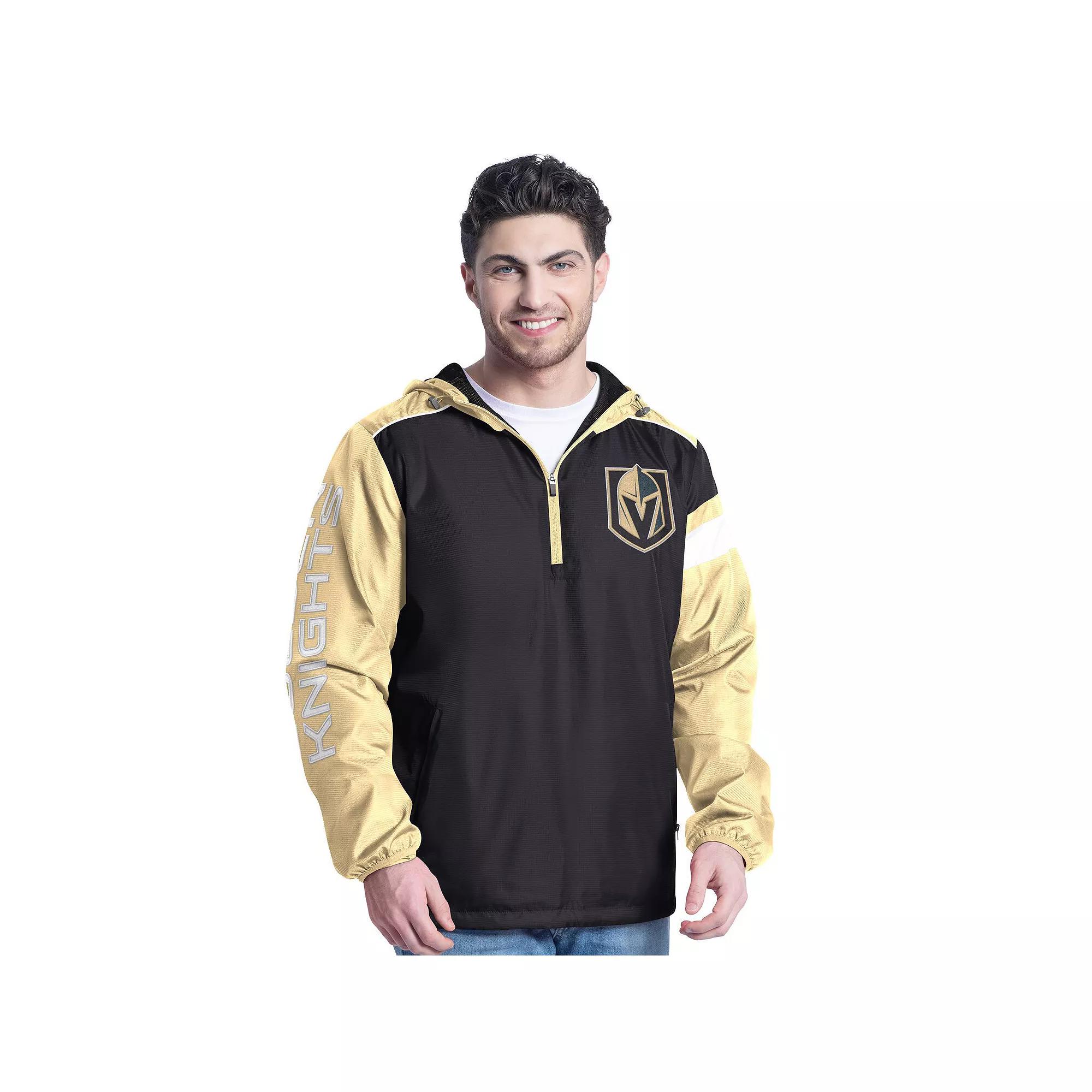 Men's G-III Sports by Carl Banks Black/Gold Vegas Golden Knights Lateral Half-Zip Hoodie Jacket, Size: Large, Lvk Black Product Image