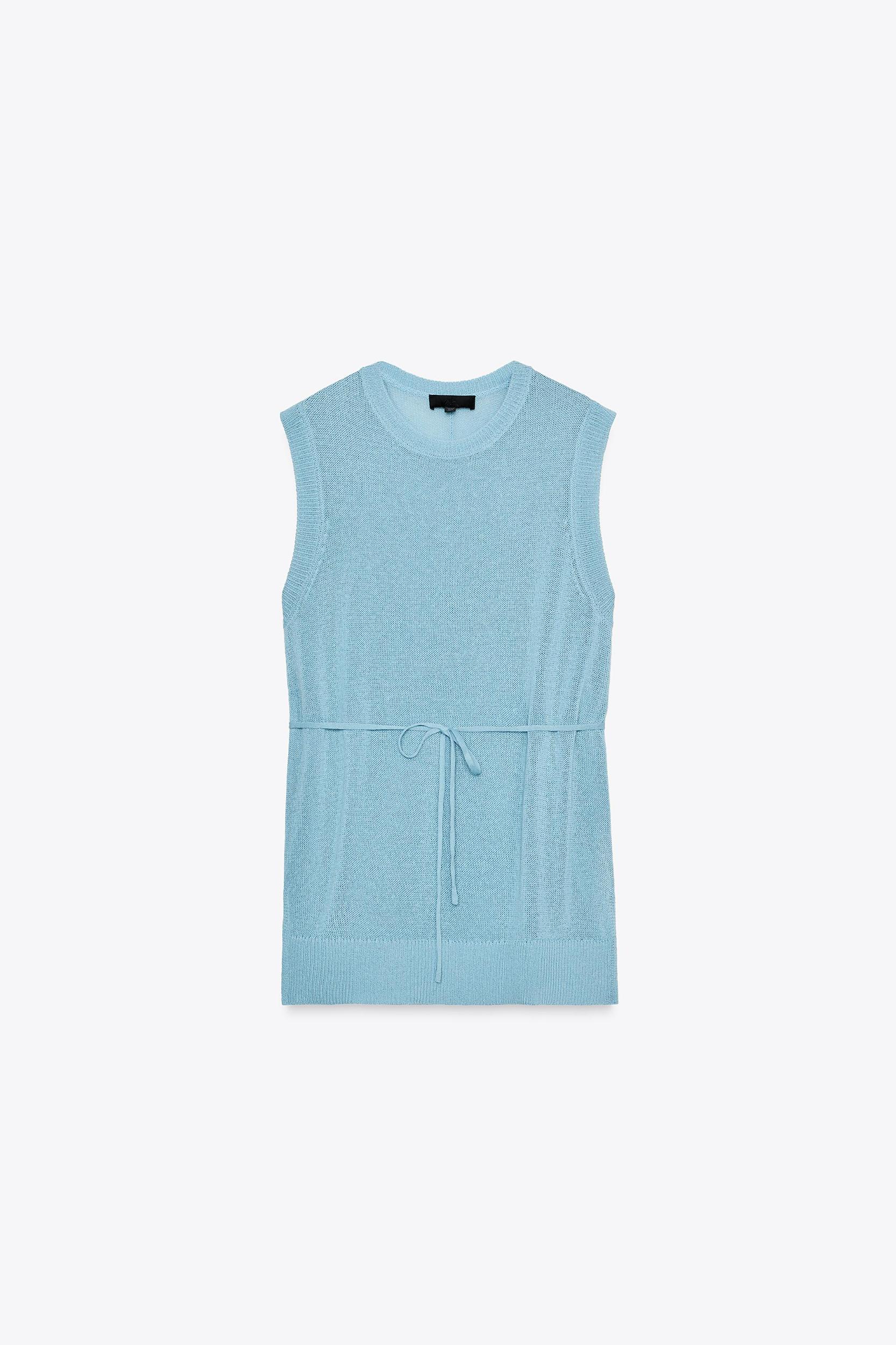 BELTED KNIT LONG TOP Product Image