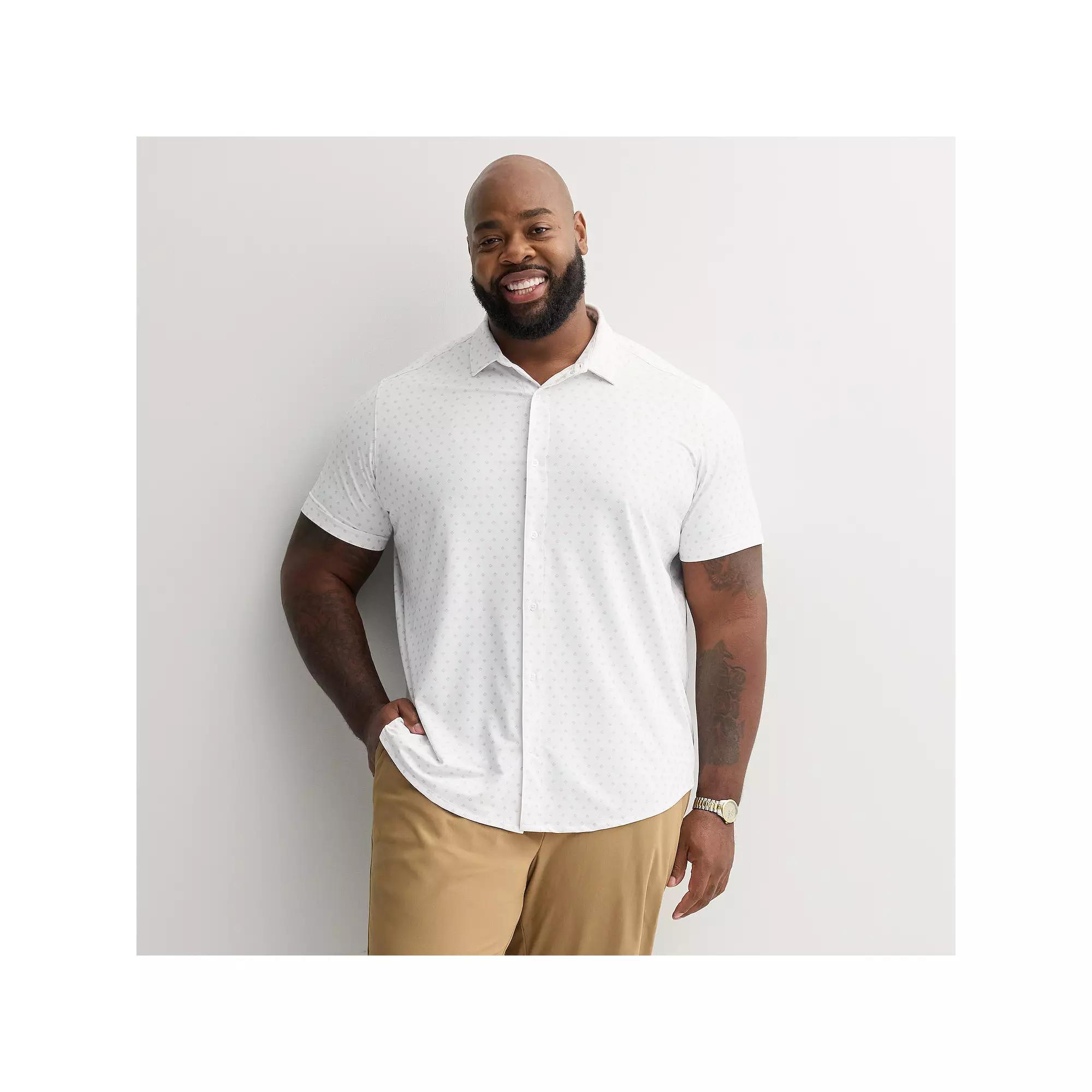 Big & Tall Apt. 9® Point Collar Button-Down Short Sleeve Shirt, Men's,  Product Image