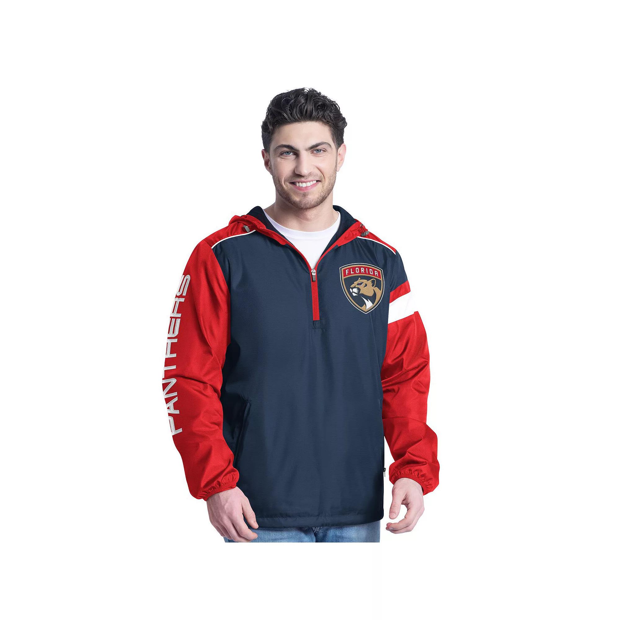 Men's G-III Sports by Carl Banks Navy/Red Florida Panthers Lateral Half-Zip Hoodie Jacket, Size: XL, Pnt Blue Product Image