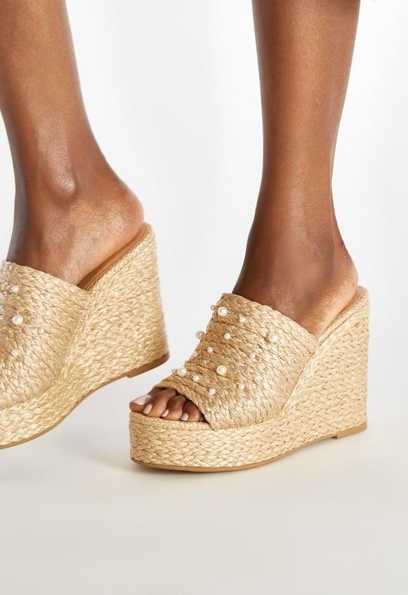 JustFab Margaux Platform Loafer Pump Womens Black/ White Size 8.5 Product Image