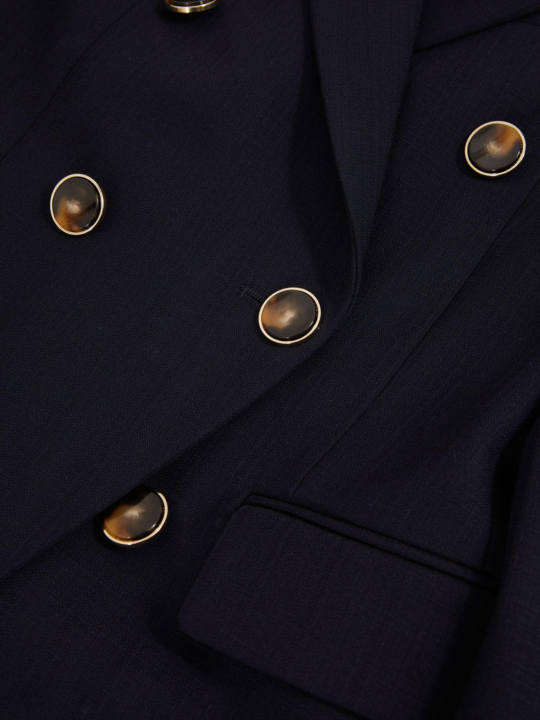 Wool-Blend Double-Breasted Blazer in Navy Product Image