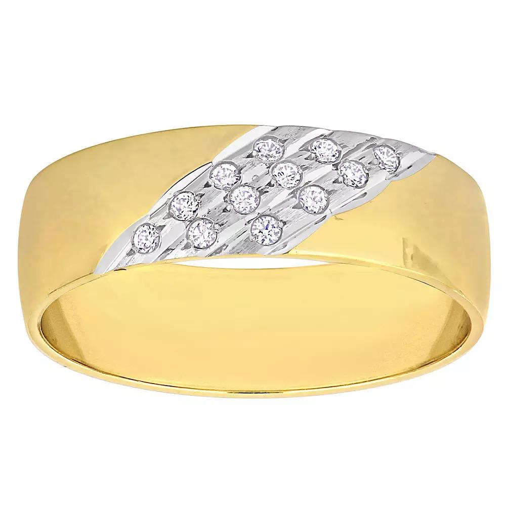 Stella Grace Two Tone 10k Gold Mens 6 mm Triple Row Cubic Zirconia Wedding Band 10k Two Tone Product Image