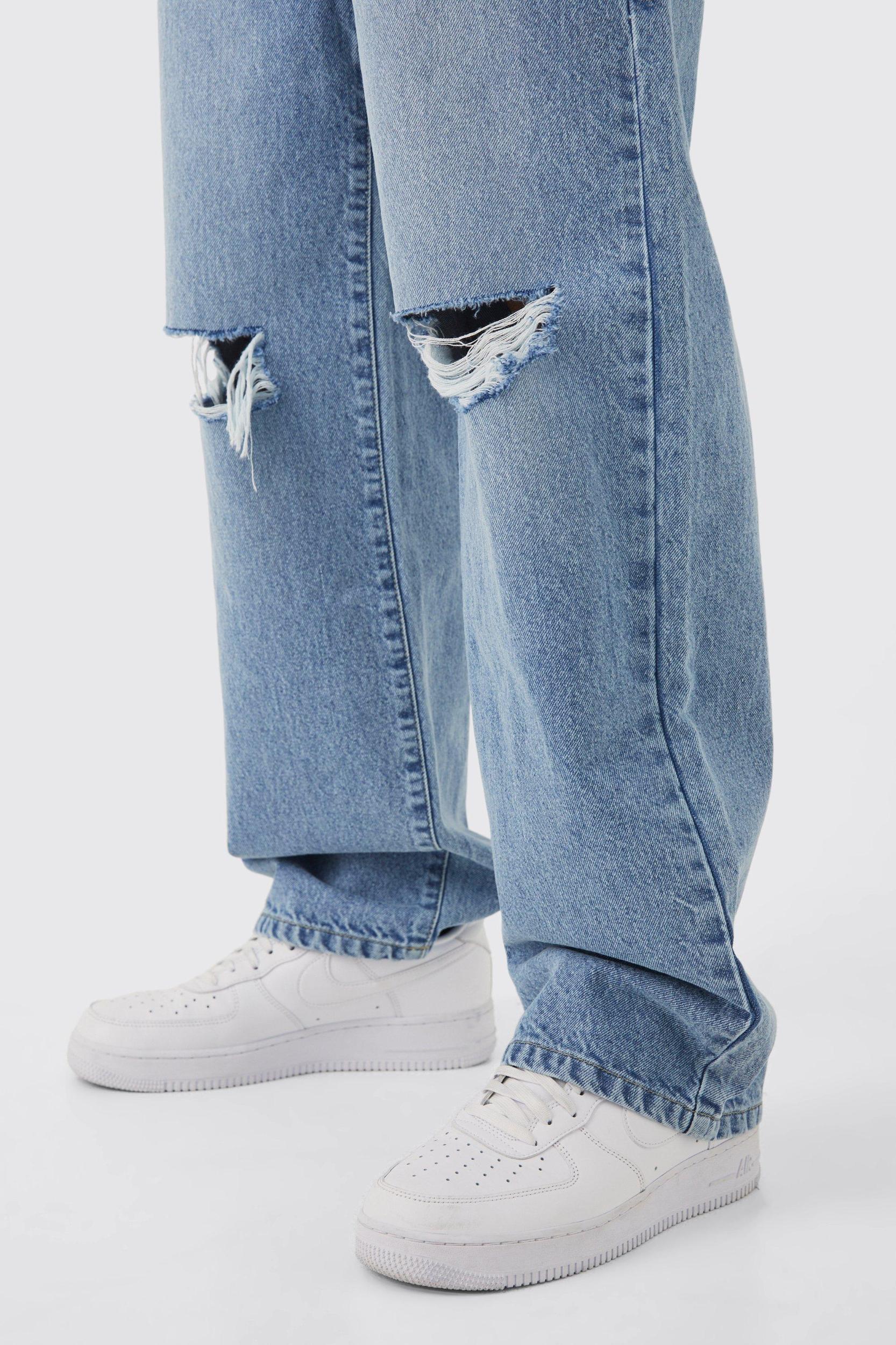 Baggy Rigid Distressed Jeans | boohooMAN USA Product Image