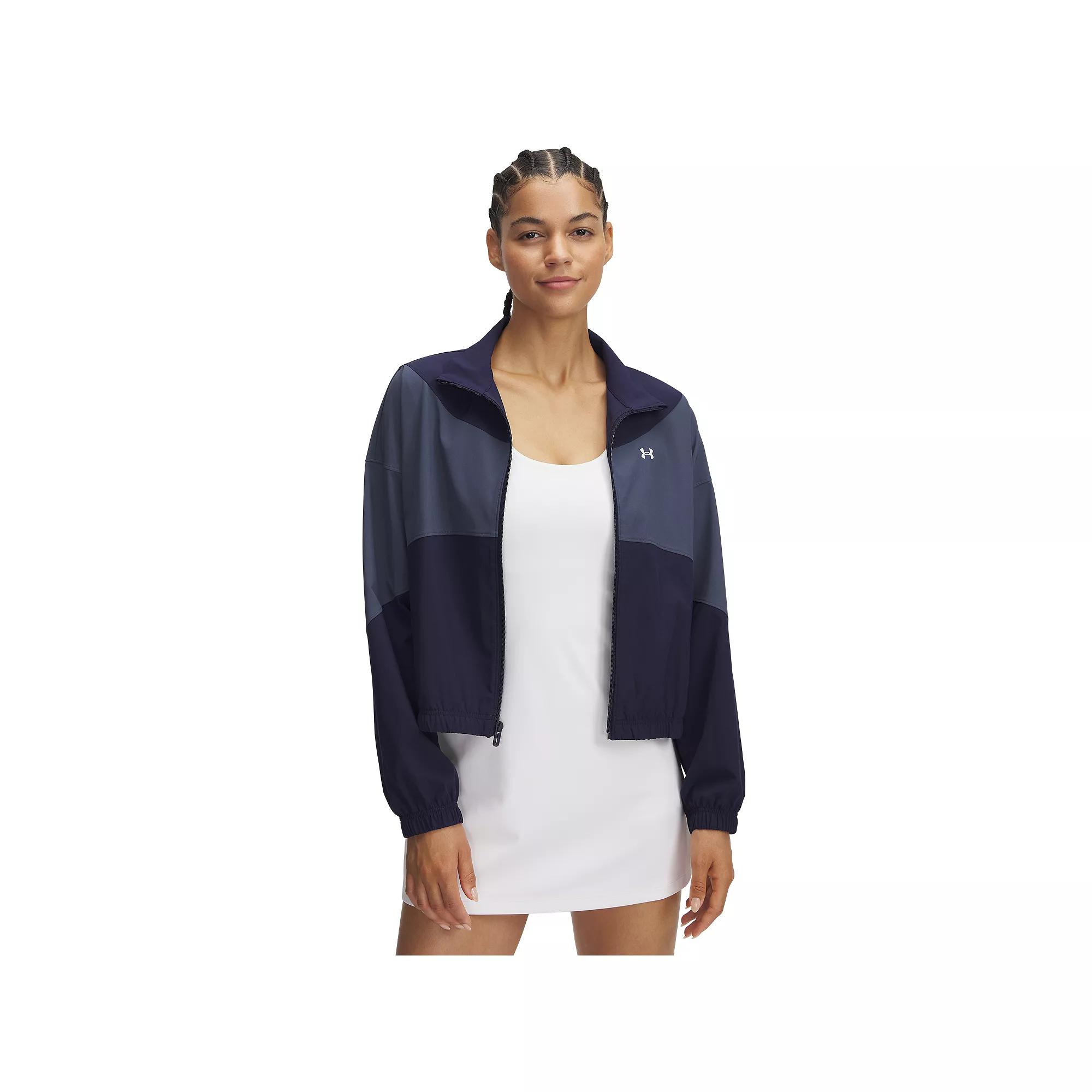 Women's Under Armour Rival Woven Jacket, Size: Small, Black Navy Product Image