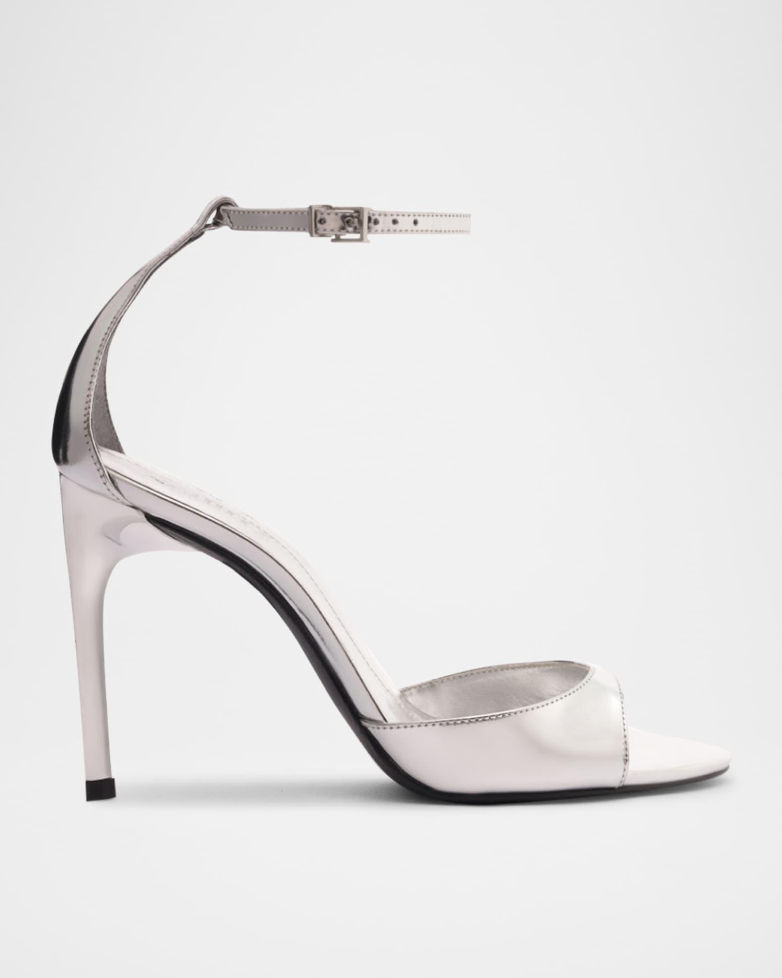 Scarlett Metallic Leather Ankle-Strap Stiletto Sandals Product Image