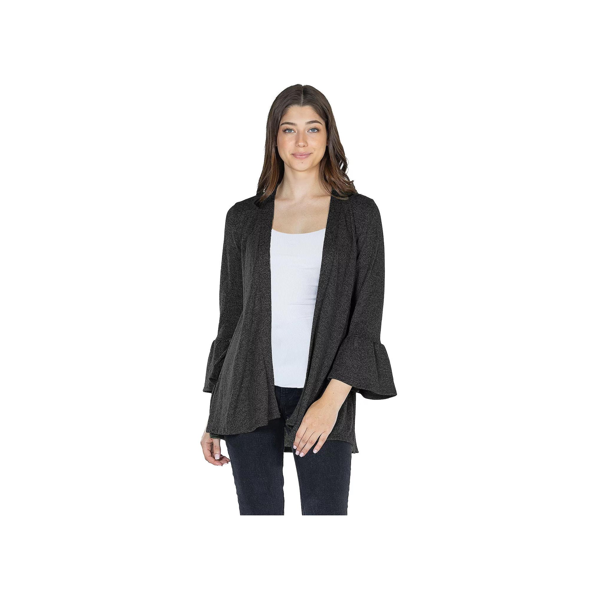Women's 24Seven Comfort Apparel 3/4-Sleeve Open Cardigan,  Product Image