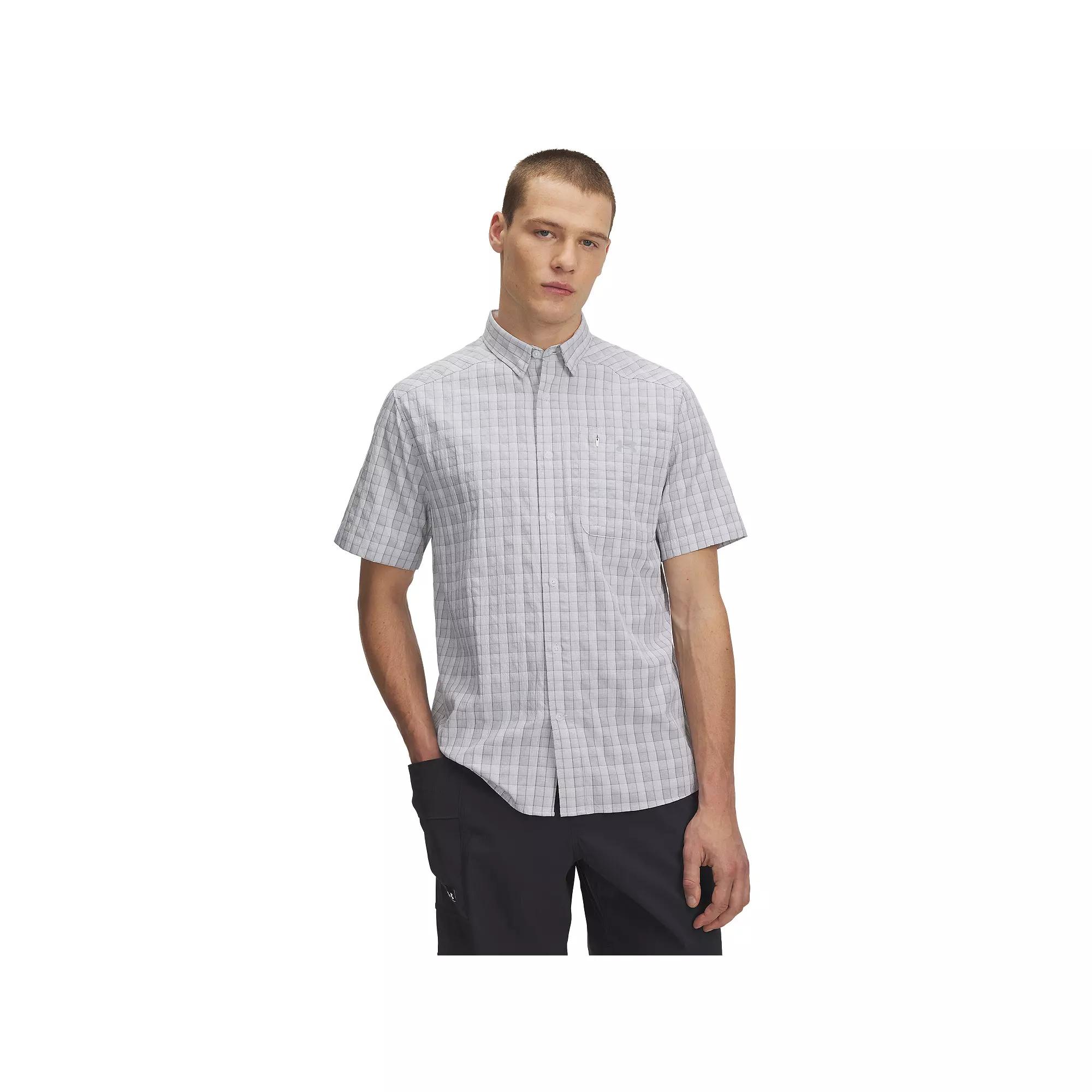 Men's Under Armour UPF 30 Drift Tide 2.0 Plaid Performance Short Sleeve Button-Down Shirt,  Product Image