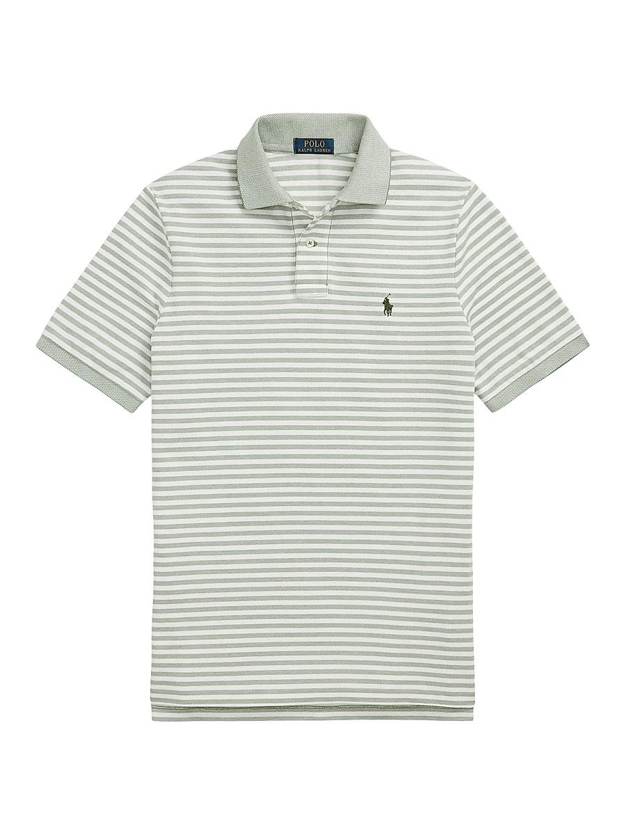 Mens Classic-Fit Striped Mesh Polo Shirt Product Image