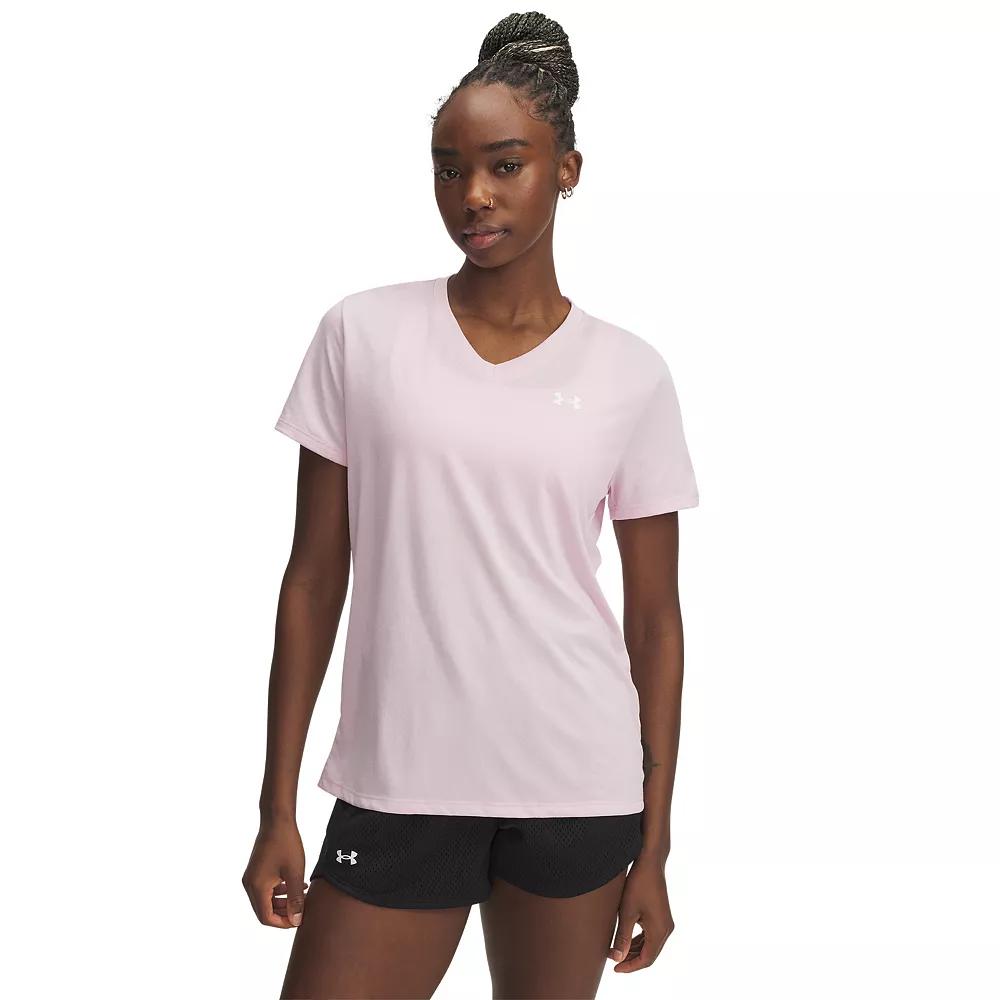 Women's Under Armour Tech™ V-Neck Short Sleeve Tee, Size: XS, Prime Pink Product Image