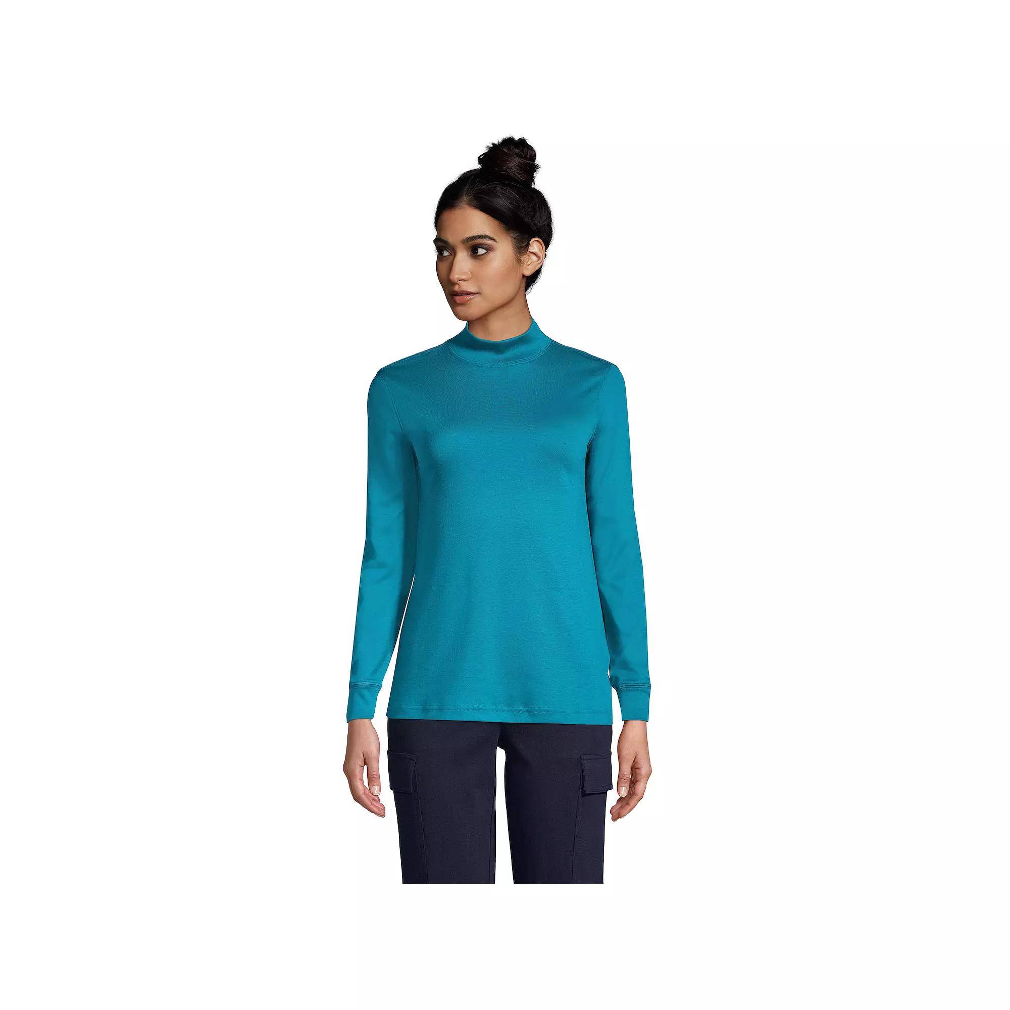 Women's Lands' End Long Sleeve Supima Mockneck Top,  Product Image