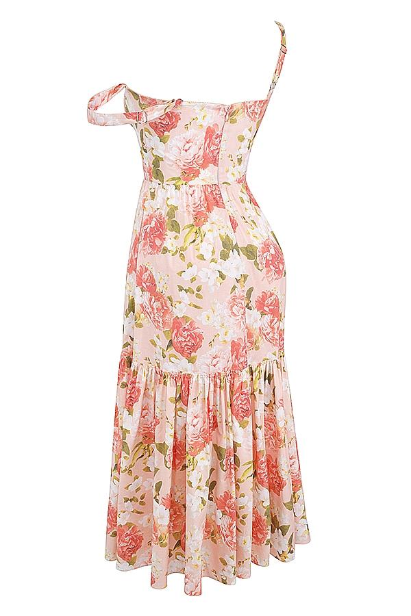 Elia  pink peony print cotton midi sundress Product Image