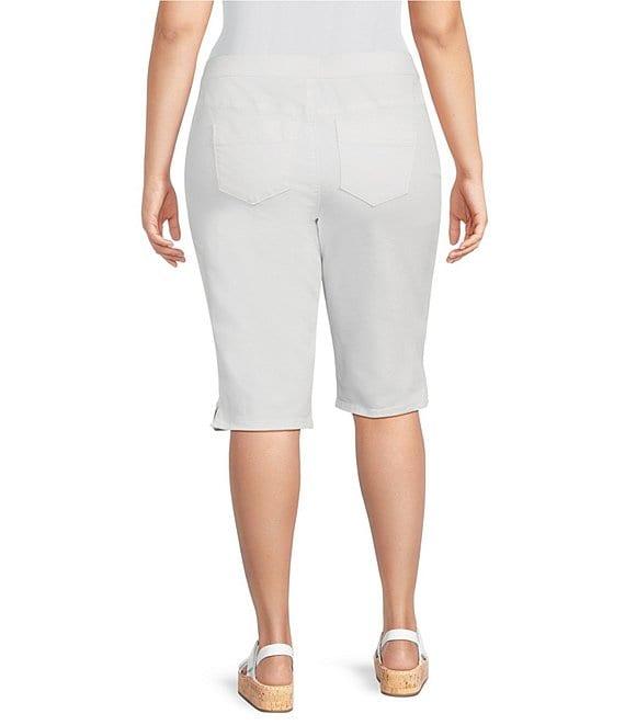 Intro Plus Size Rivet Trim Flower Skimmer Denim Pull-On Shorts Product Image