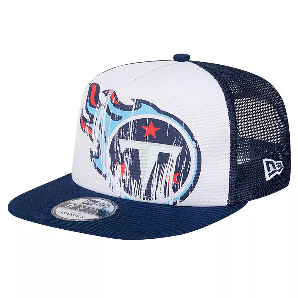 Men's New Era White/Navy Tennessee Titans Distressed 9FIFTY A-Frame Snapback Hat Product Image