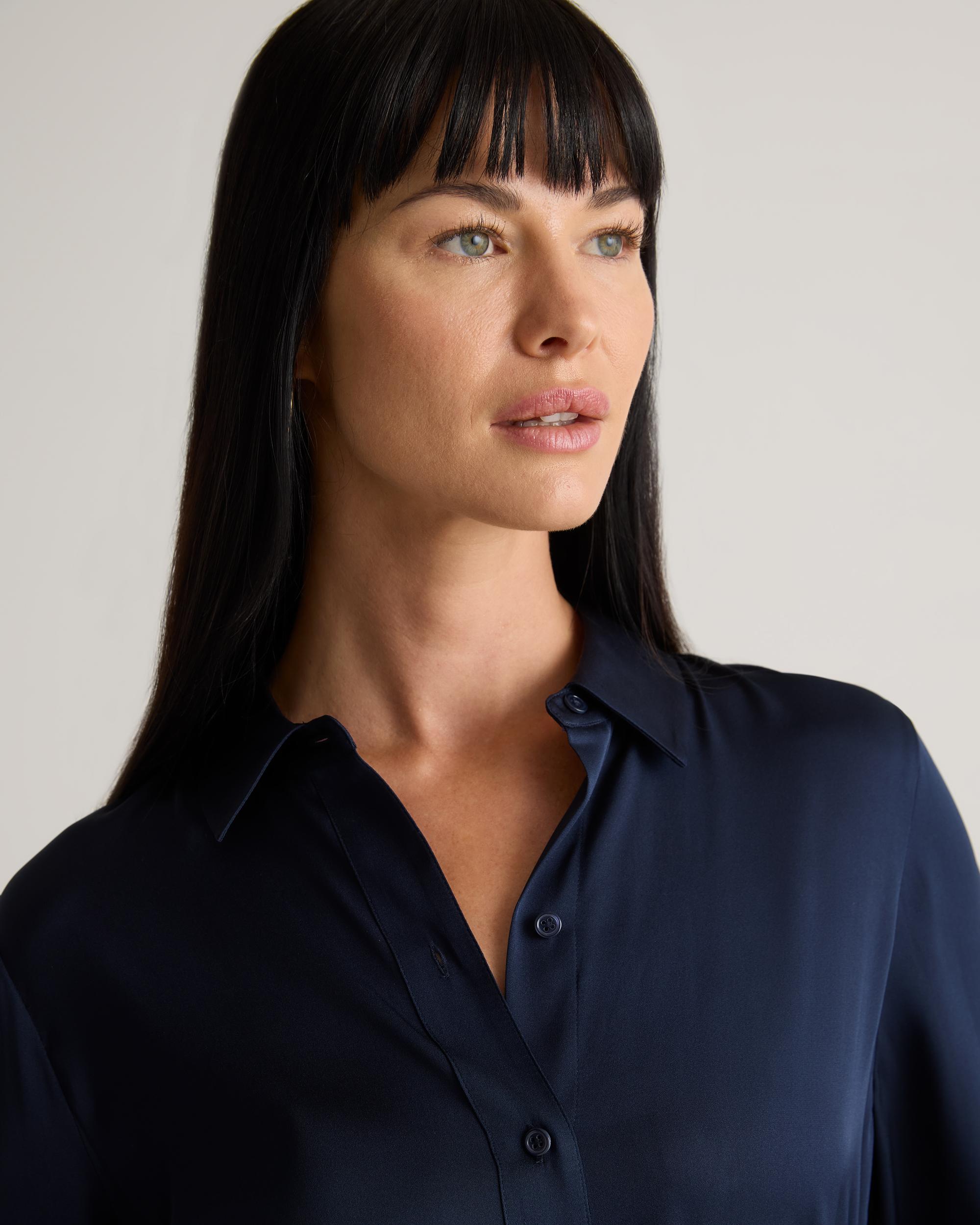 Quince | Women's Washable Stretch Silk Maxi Shirt Dress Size XL Product Image