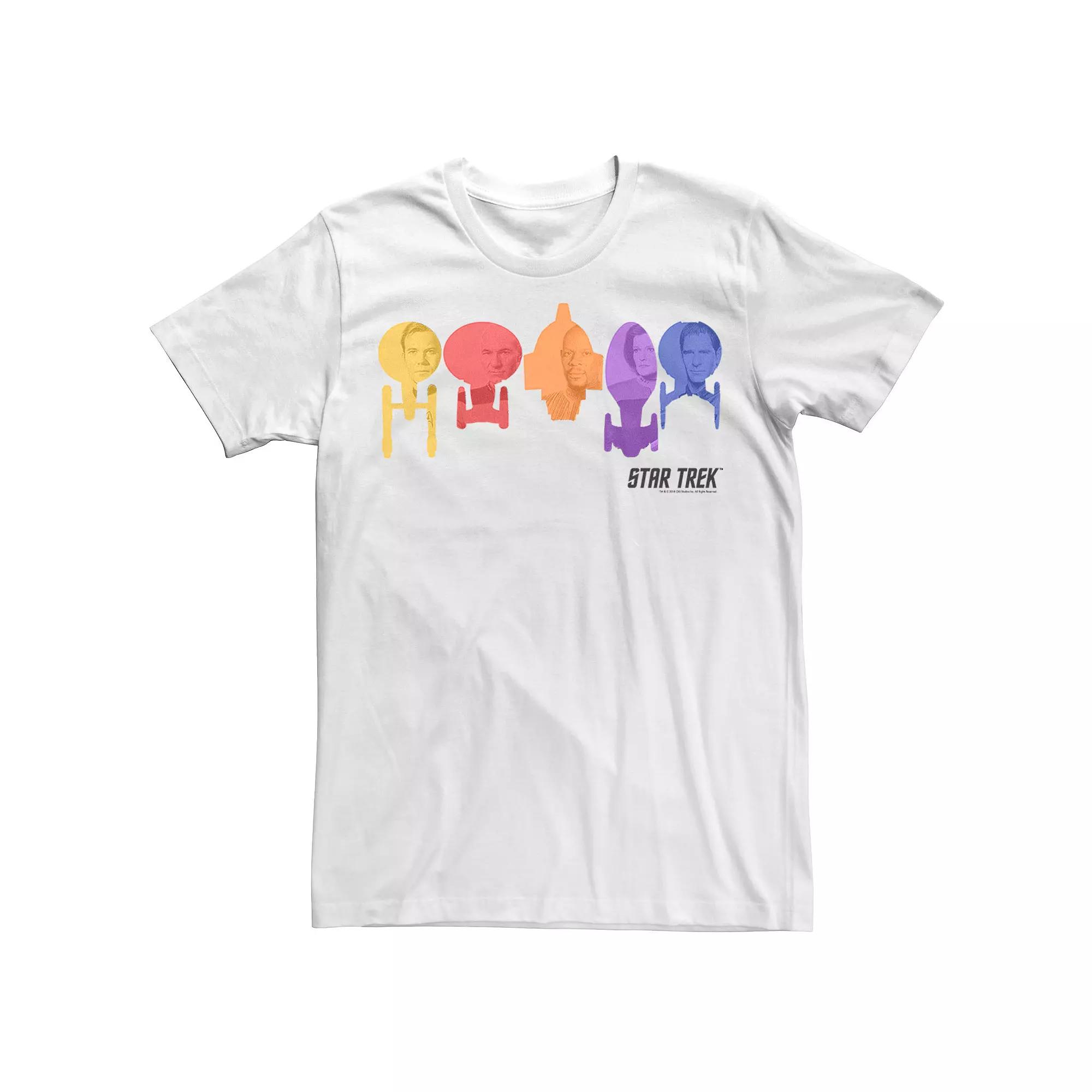 Men's Star Trek Captain Ships Rainbow Fleet Tee,  Product Image