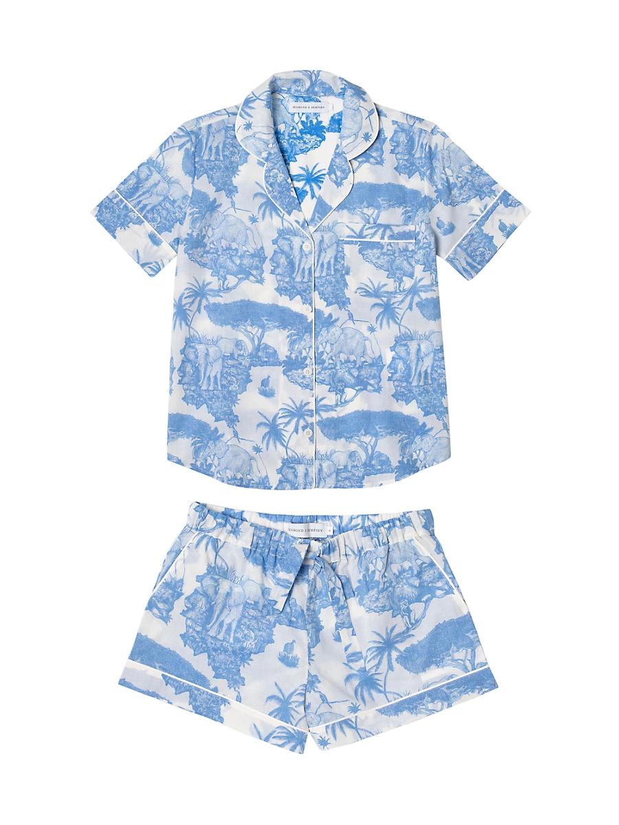 Womens 2-Piece Printed Cotton Short Pajama Set Product Image