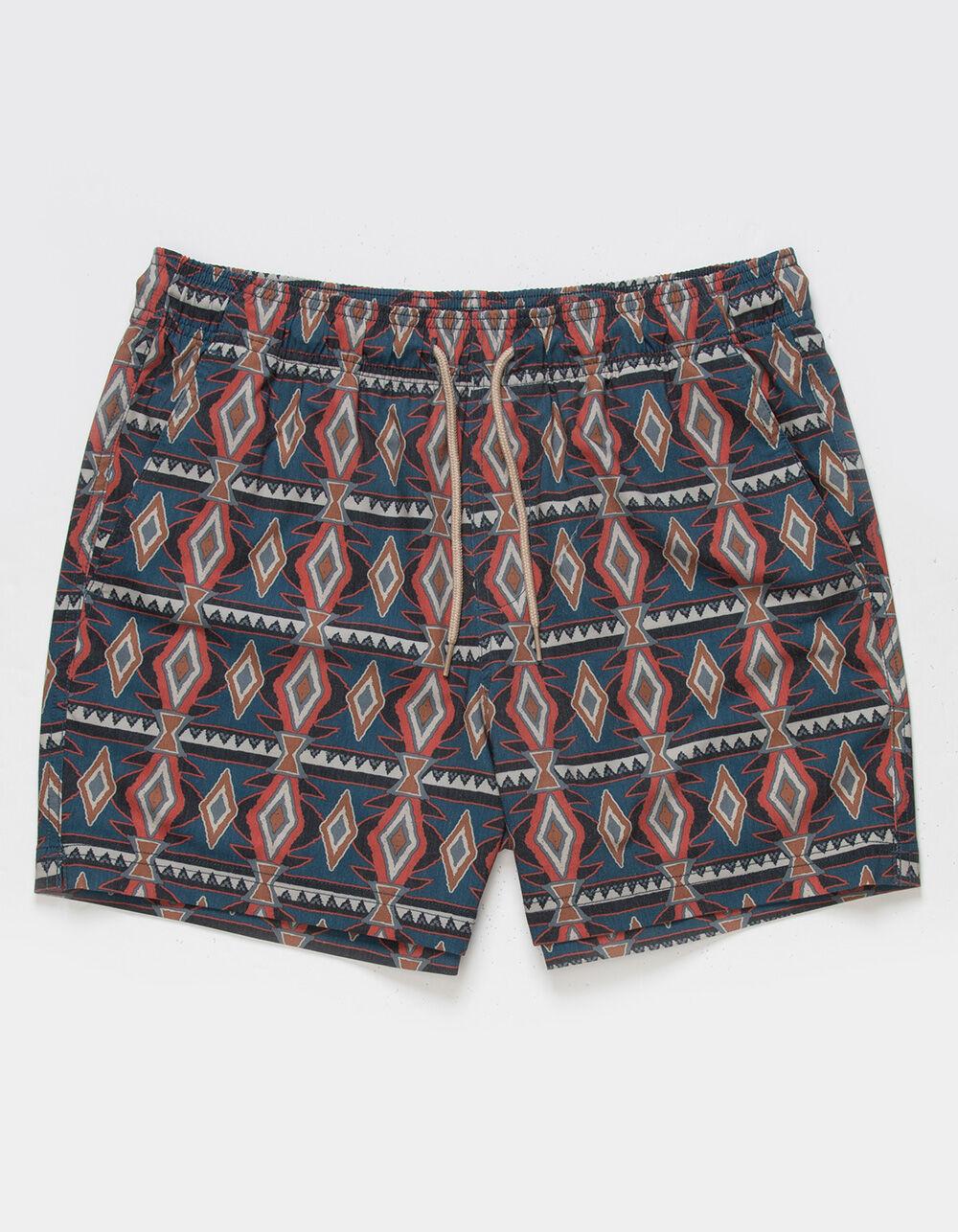 RSQ Mens Geo Stripe 5" Swim Shorts - TURQ COMBO Product Image