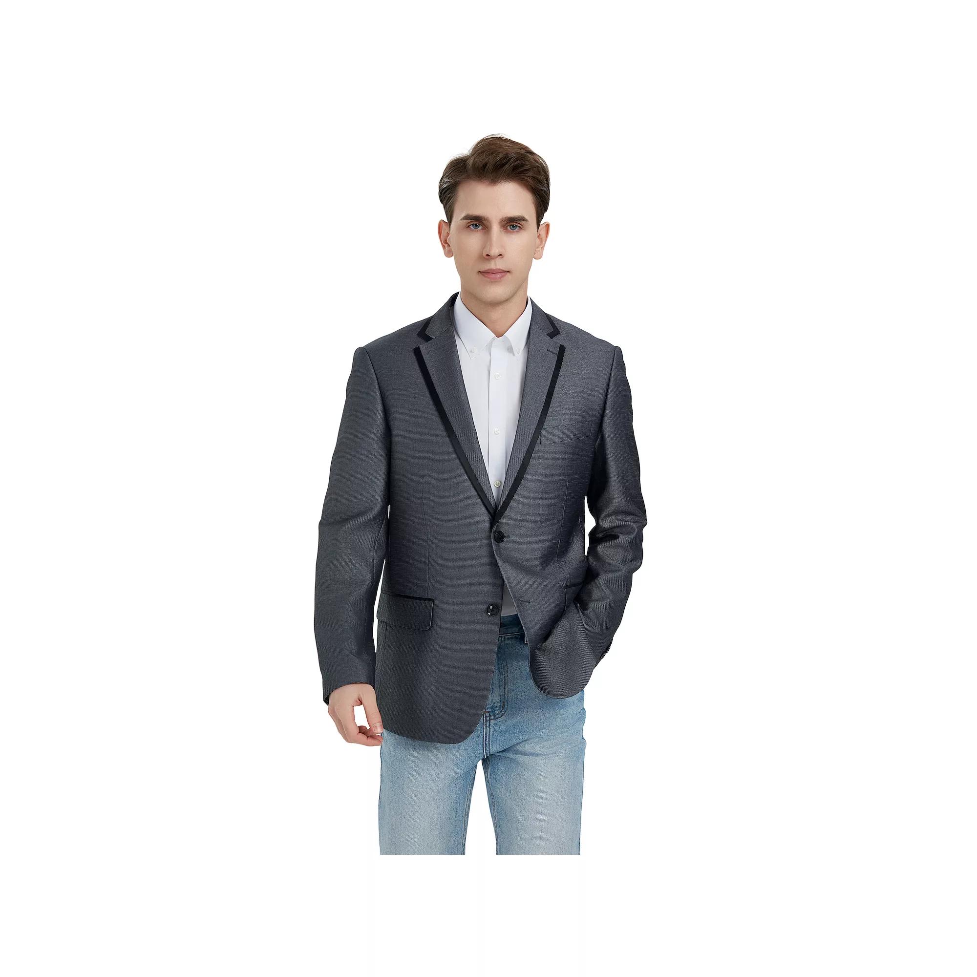 Men's Bespoke Silver Dobby Suit Jacket,  Product Image