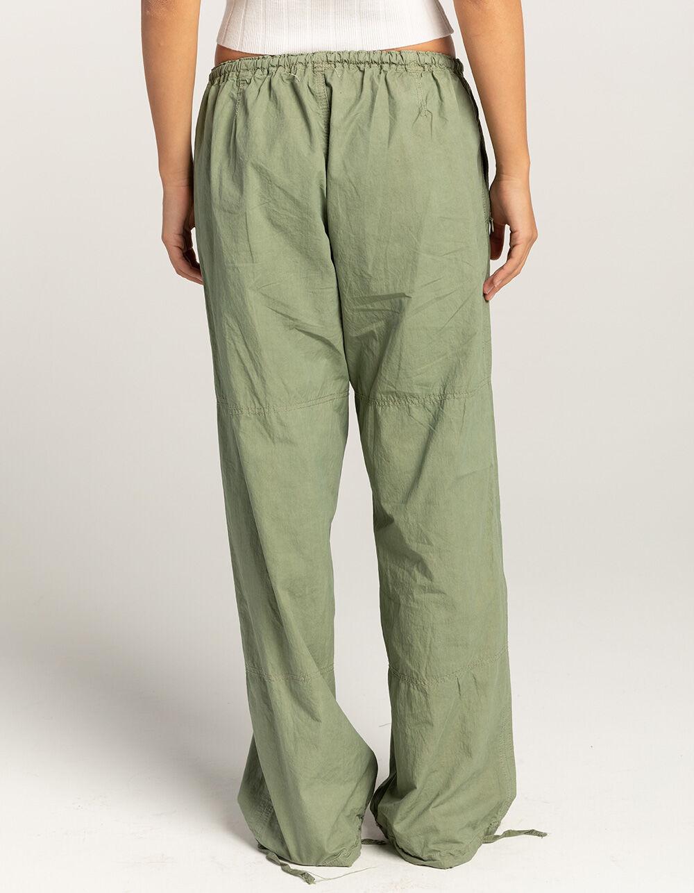 RSQ Womens Low Rise Seamed Cotton Vintage Washed Pants - OLIVE Product Image