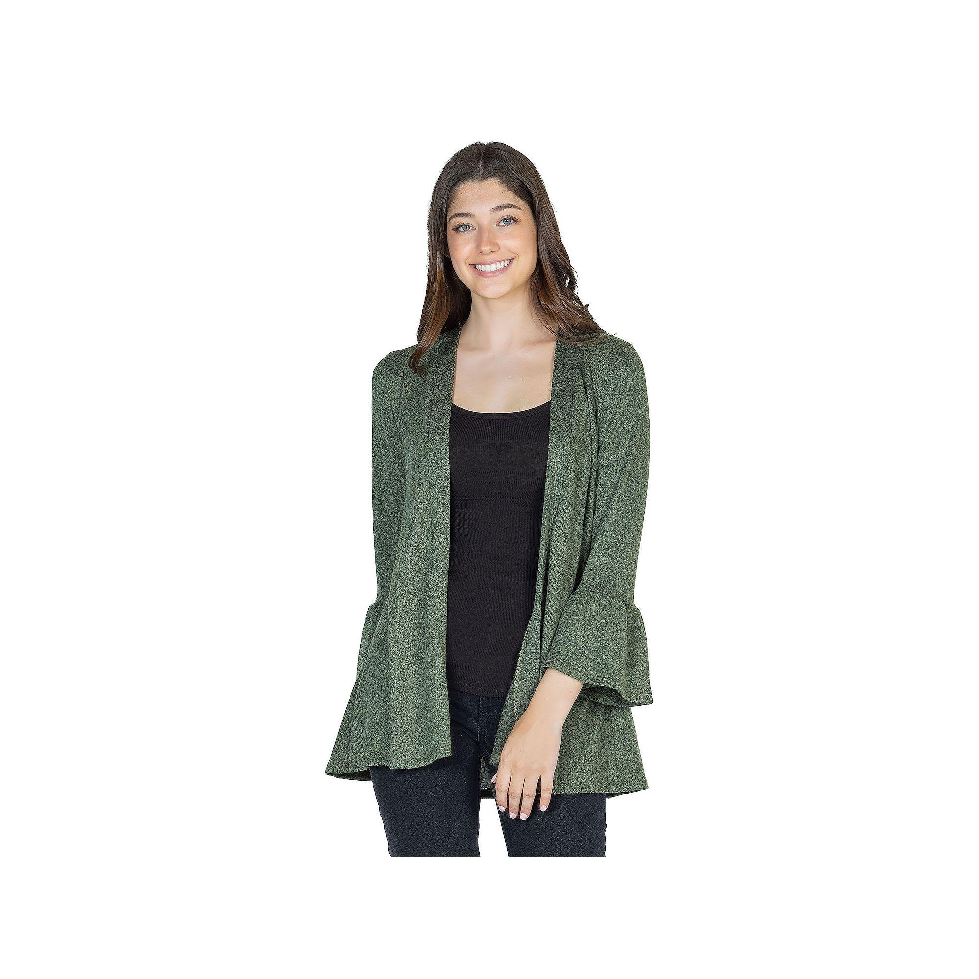 Women's 24Seven Comfort Apparel 3/4-Sleeve Open Cardigan,  Product Image