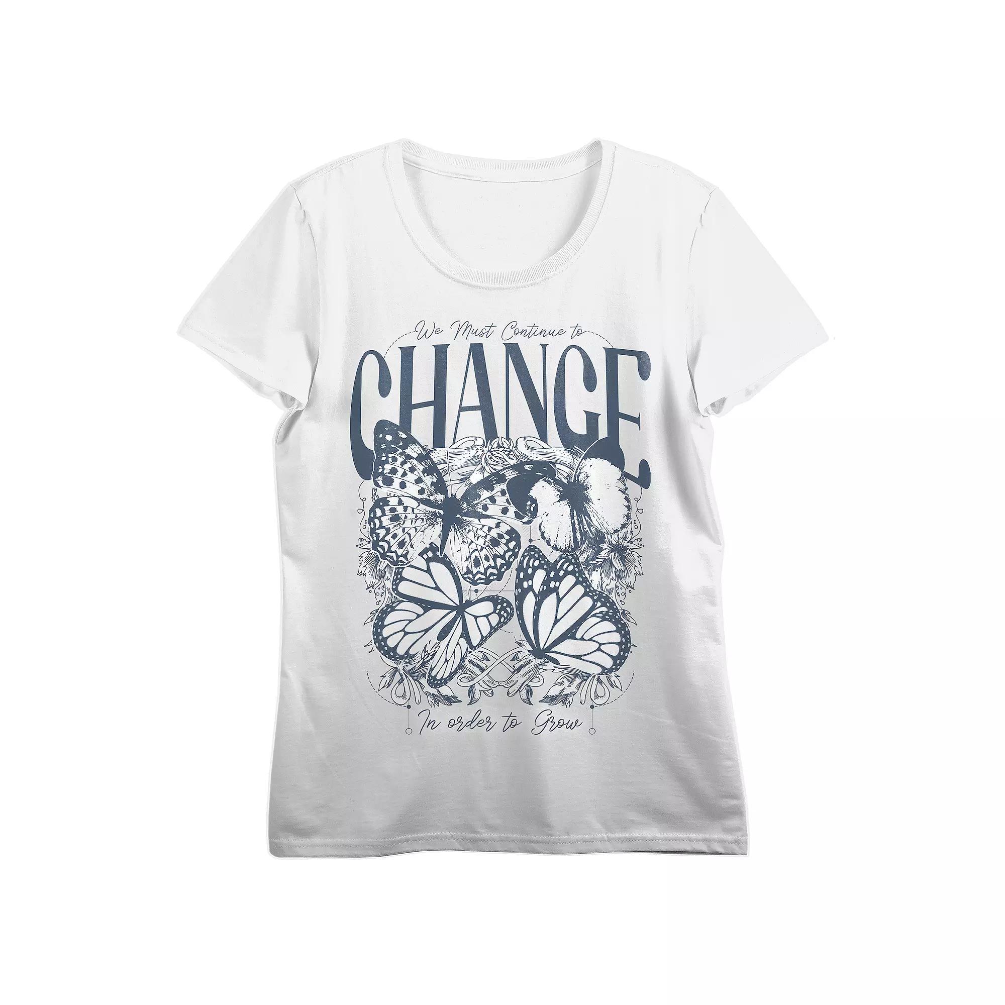 Juniors' Butterflies We Must Continue to Change Graphic Tee, Women's,  Product Image