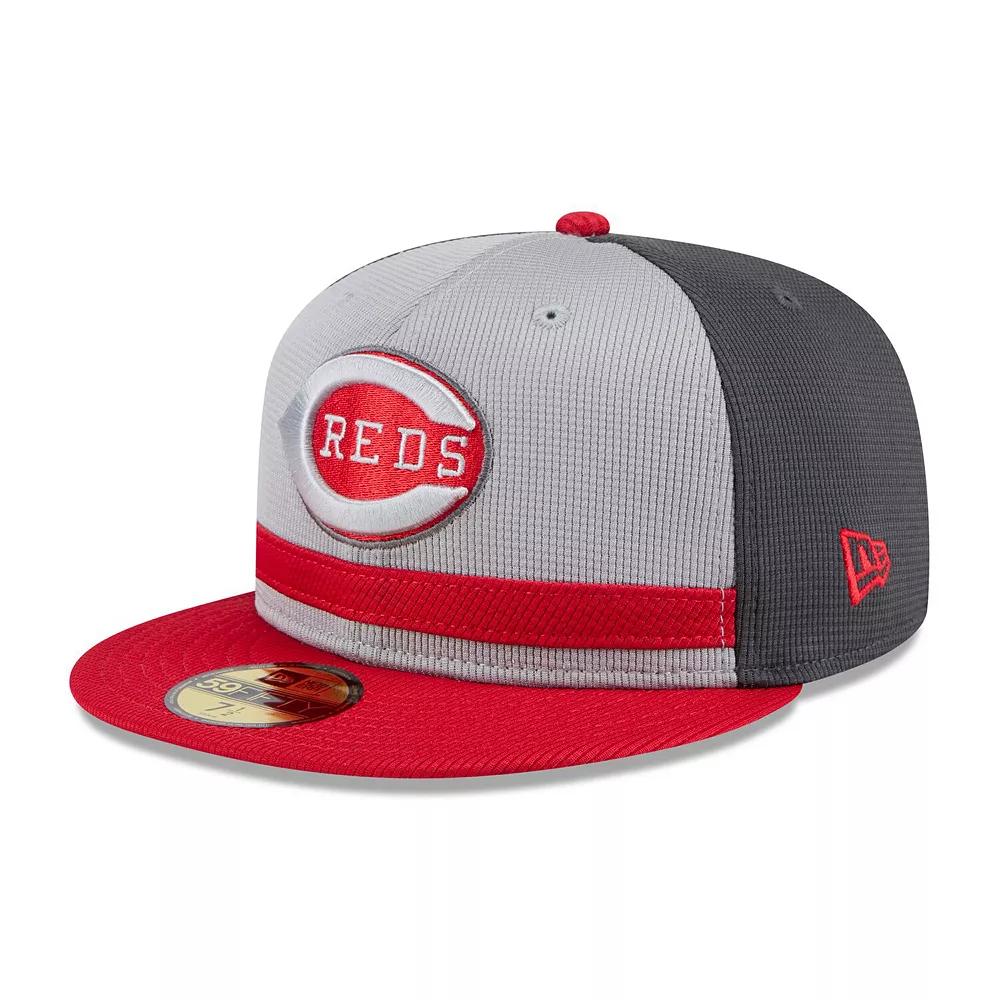 Men's New Era  Gray/Red Cincinnati Reds 2025 Batting Practice 59FIFTY Fitted Hat, Size: 7 3/8, Red Grey Product Image