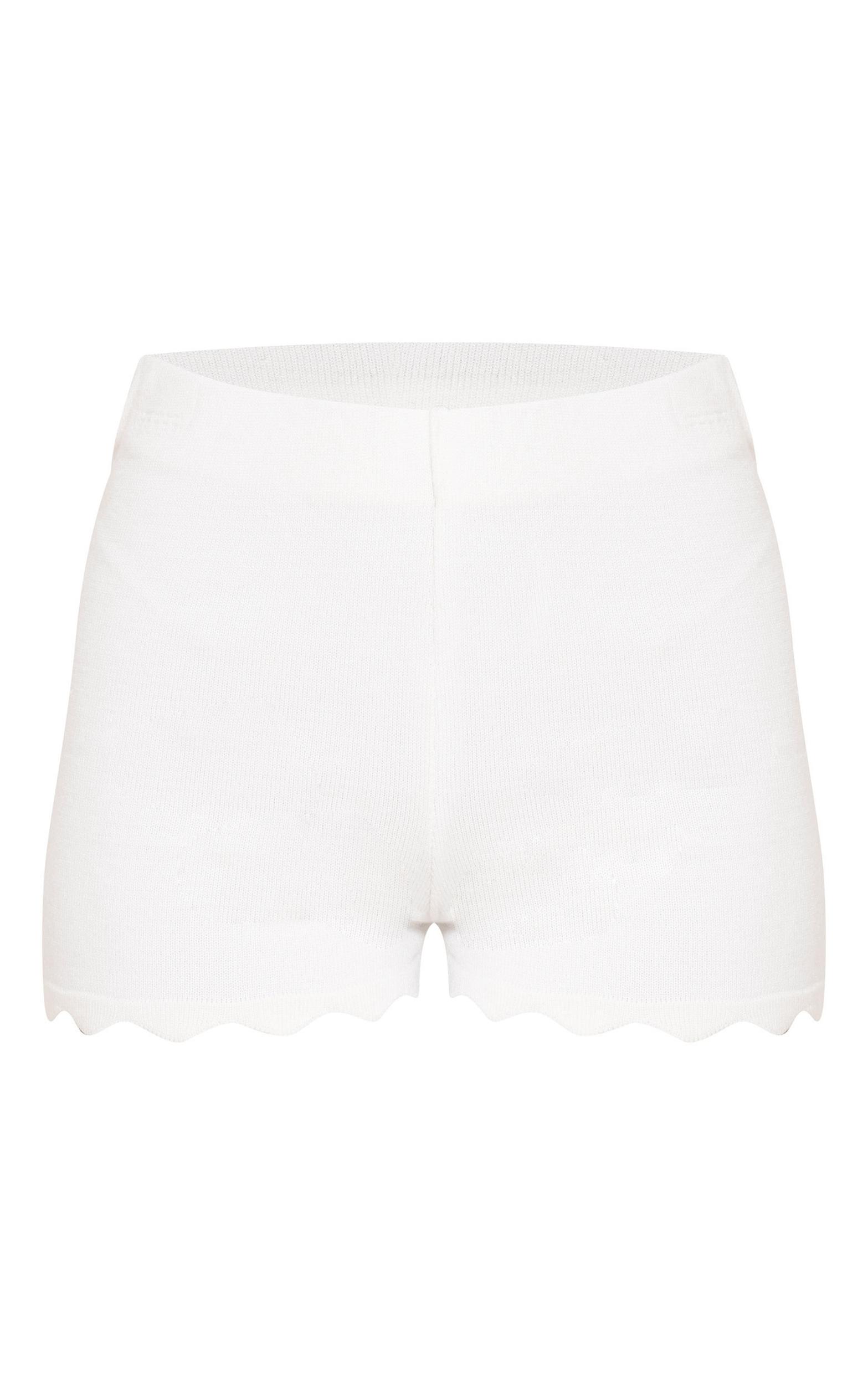 Petite Cream Scallop Edge Shorts Product Image