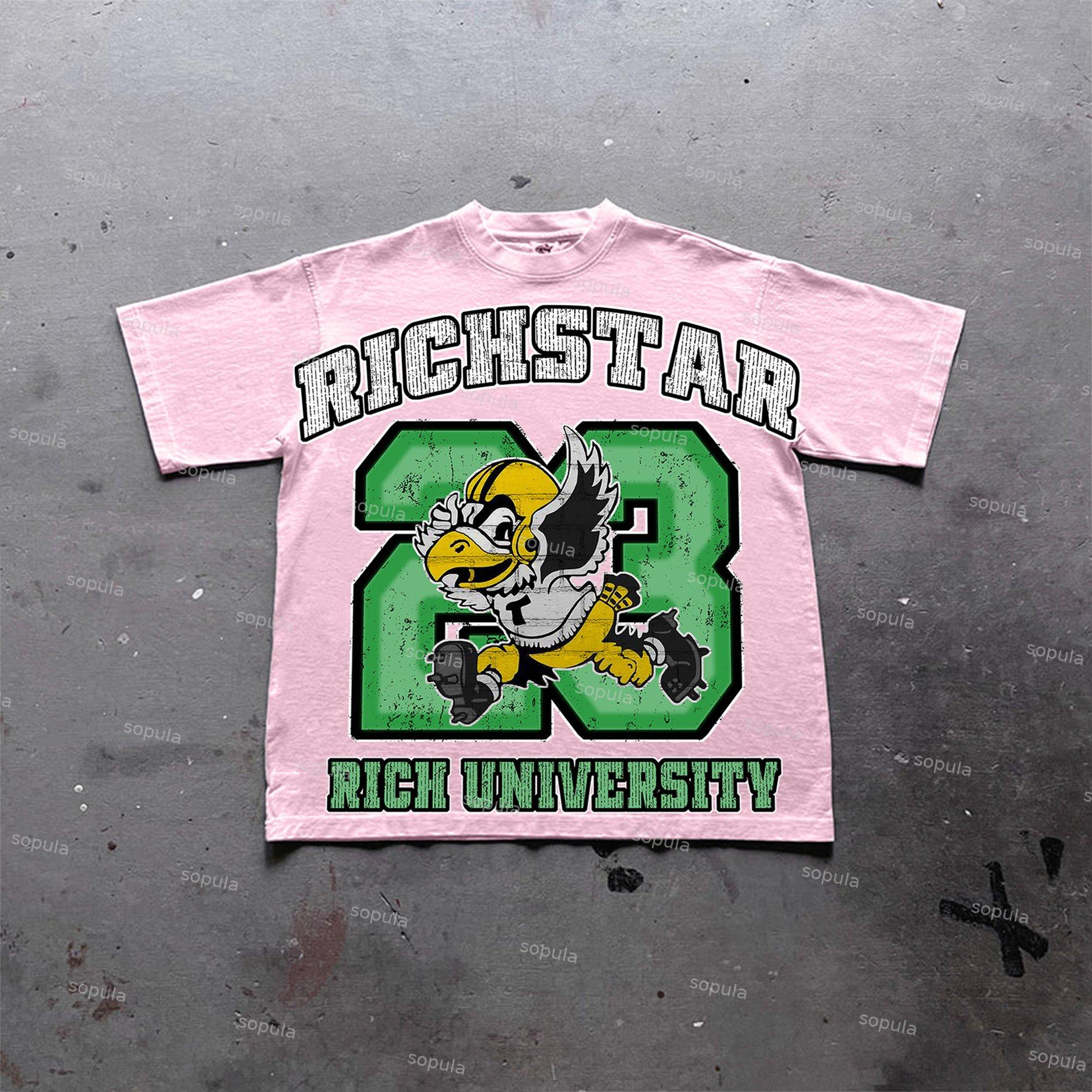 Sopula Vintage Rich Star Graphic Print Cotton T-Shirt Product Image