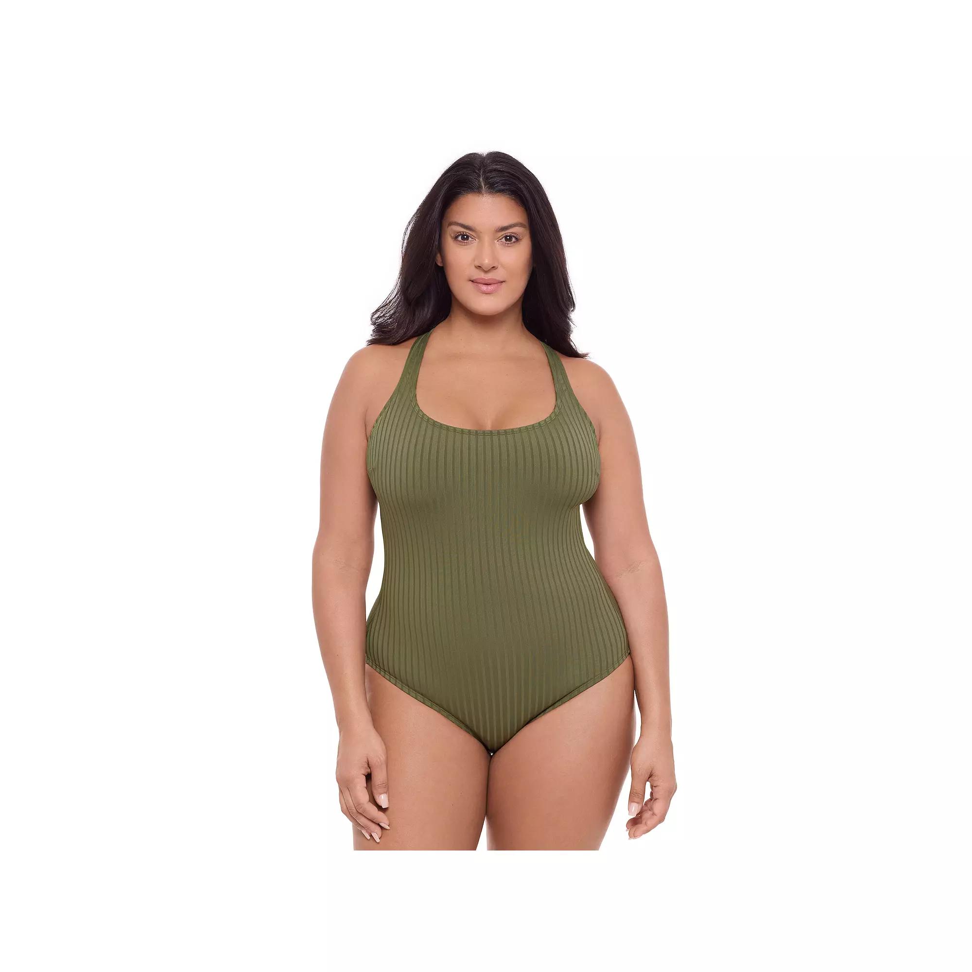 Women’s S3 Swim Sculpting Ribbed Scoopneck Crossback One Piece Swimsuit, Women's,  Product Image