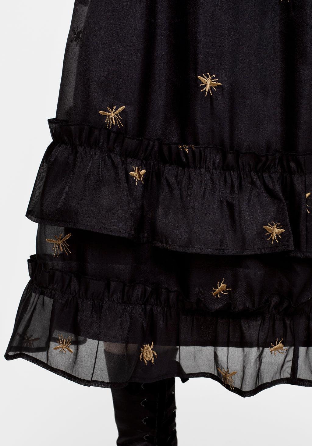 Insectarium Embroidered Organza Tiered Midi Skirt Product Image