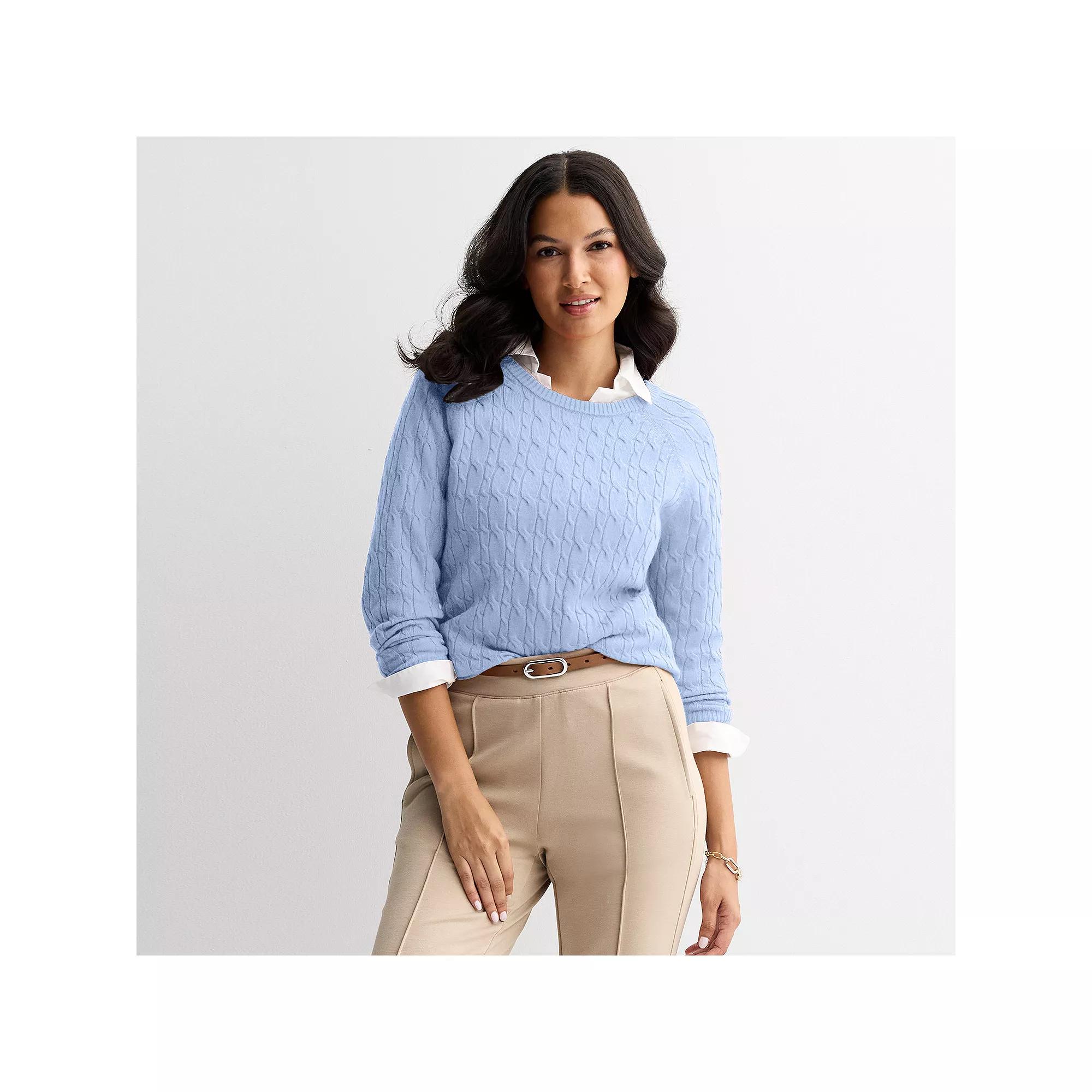 Women's Croft & Barrow® The Extra Soft Cable Crew Neck Sweater,  Product Image