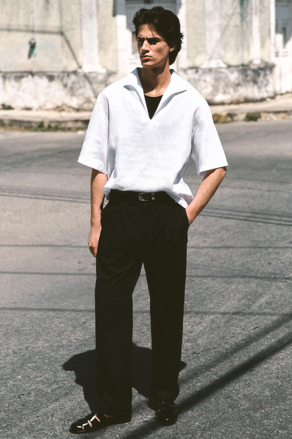 TAPERED COTTON TURN-UP PANTS Product Image