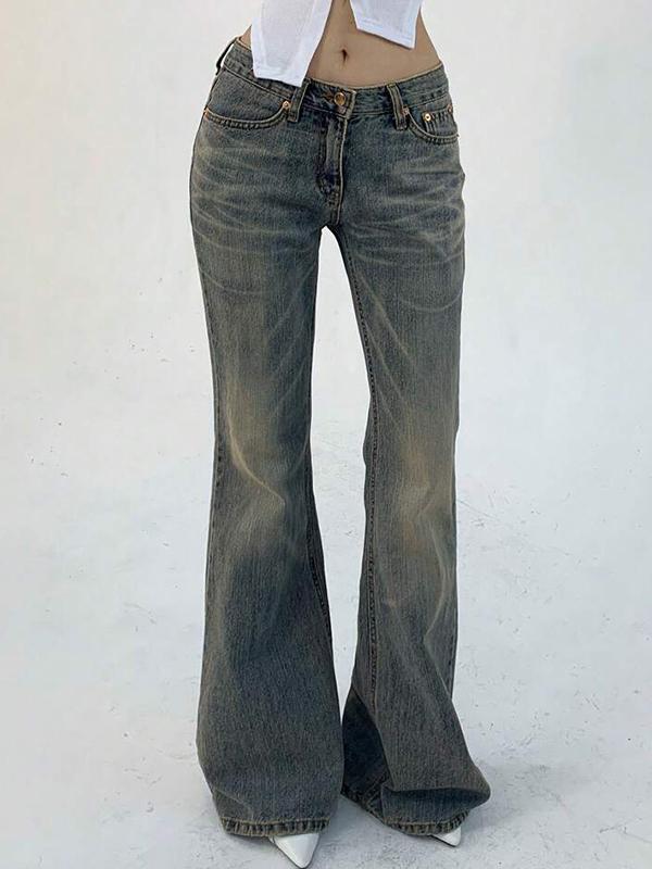 Vintage Washed Look Flare Jeans Product Image