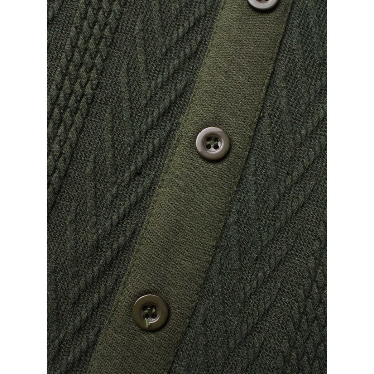 Plus Size Textured Patchwork Button Detail Midi Dress Sage Women Casual Texture Round Neck Long Sleeve Curvy BloomChic 12/L Product Image