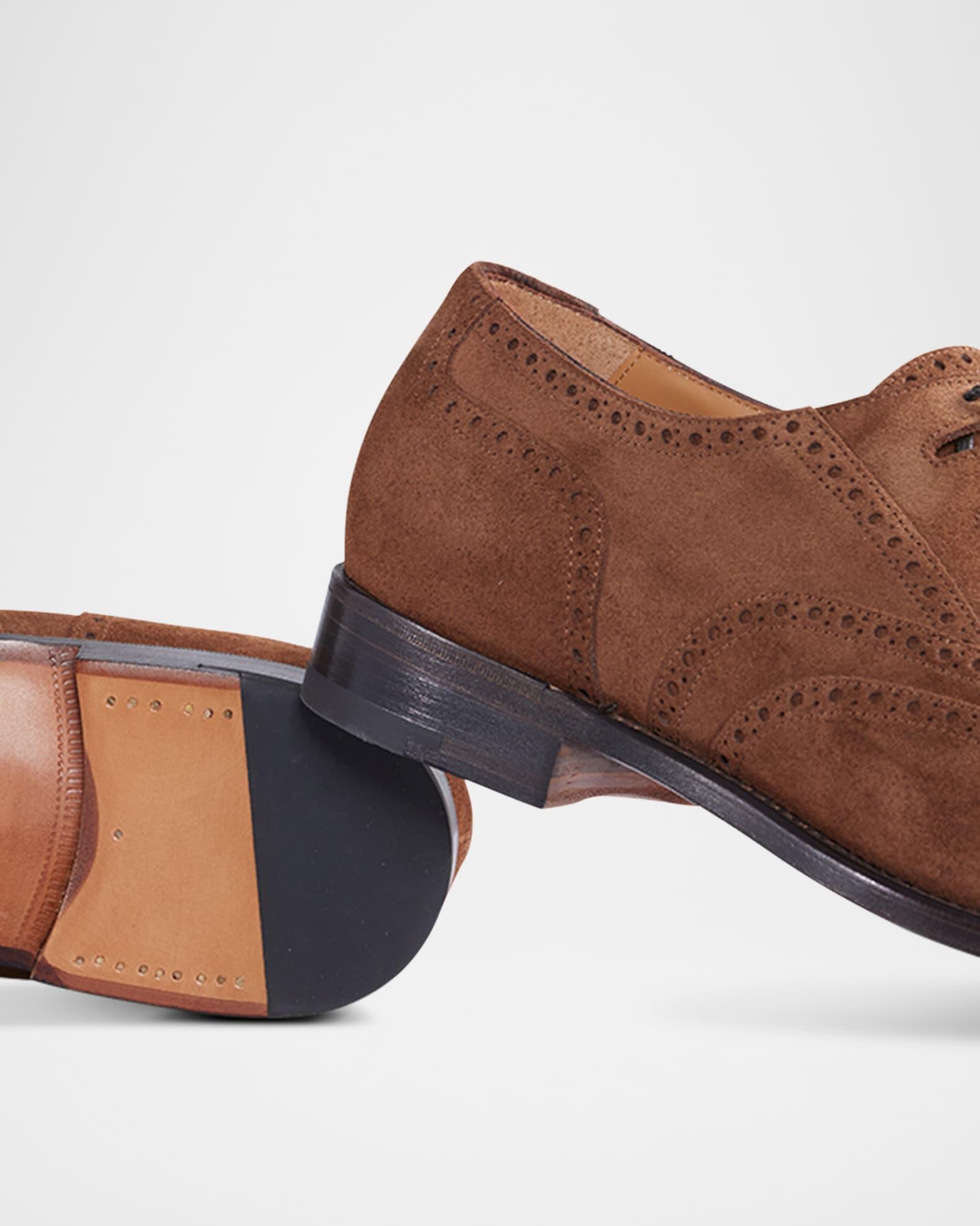 Men's Suede Brogue Wingtip Derby Shoes Product Image