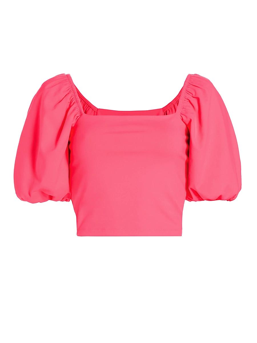 Womens Crop Puff-Sleeve Top Product Image